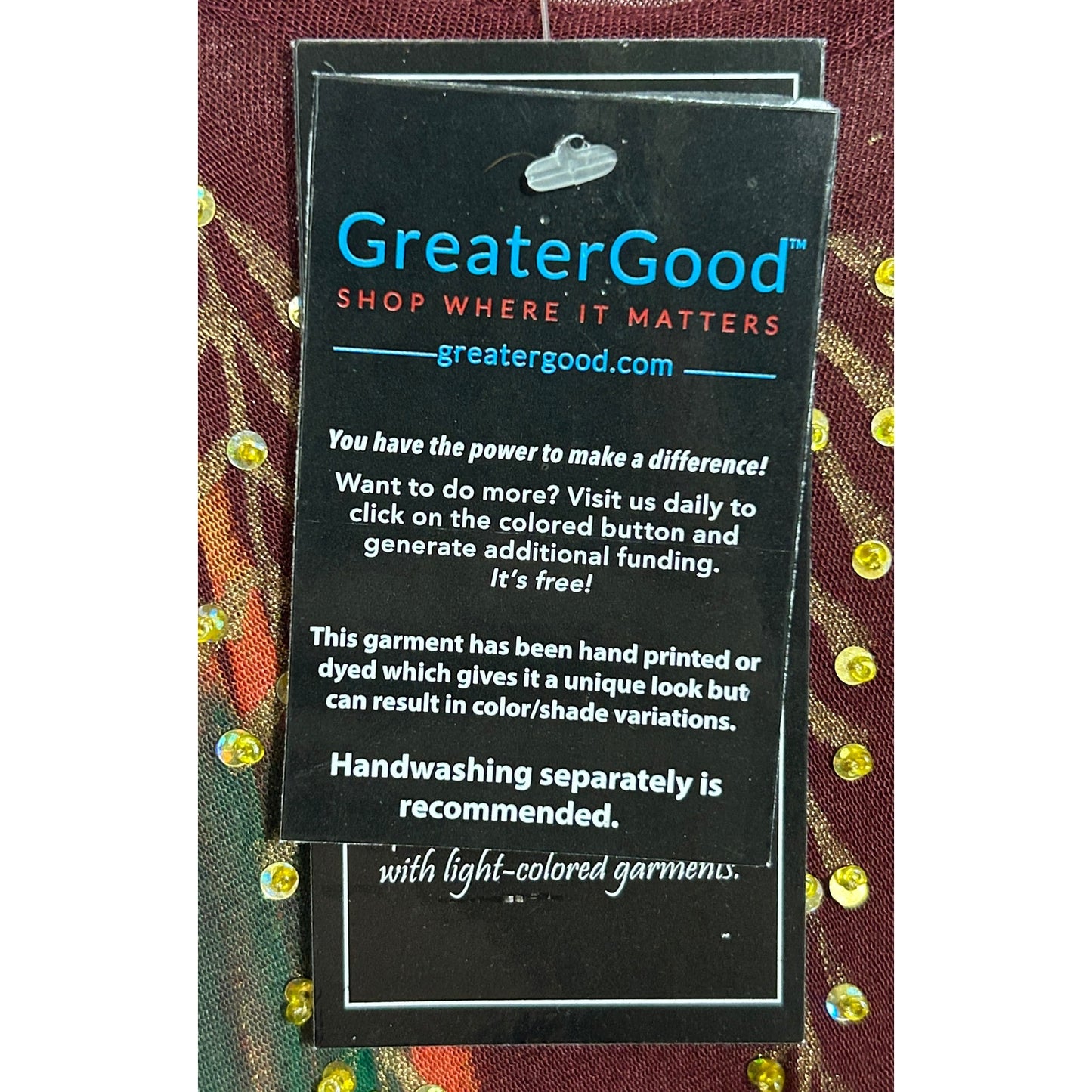 Greater Good Burgundy Hand-Printed Tunic Tank Top Free Size Plus