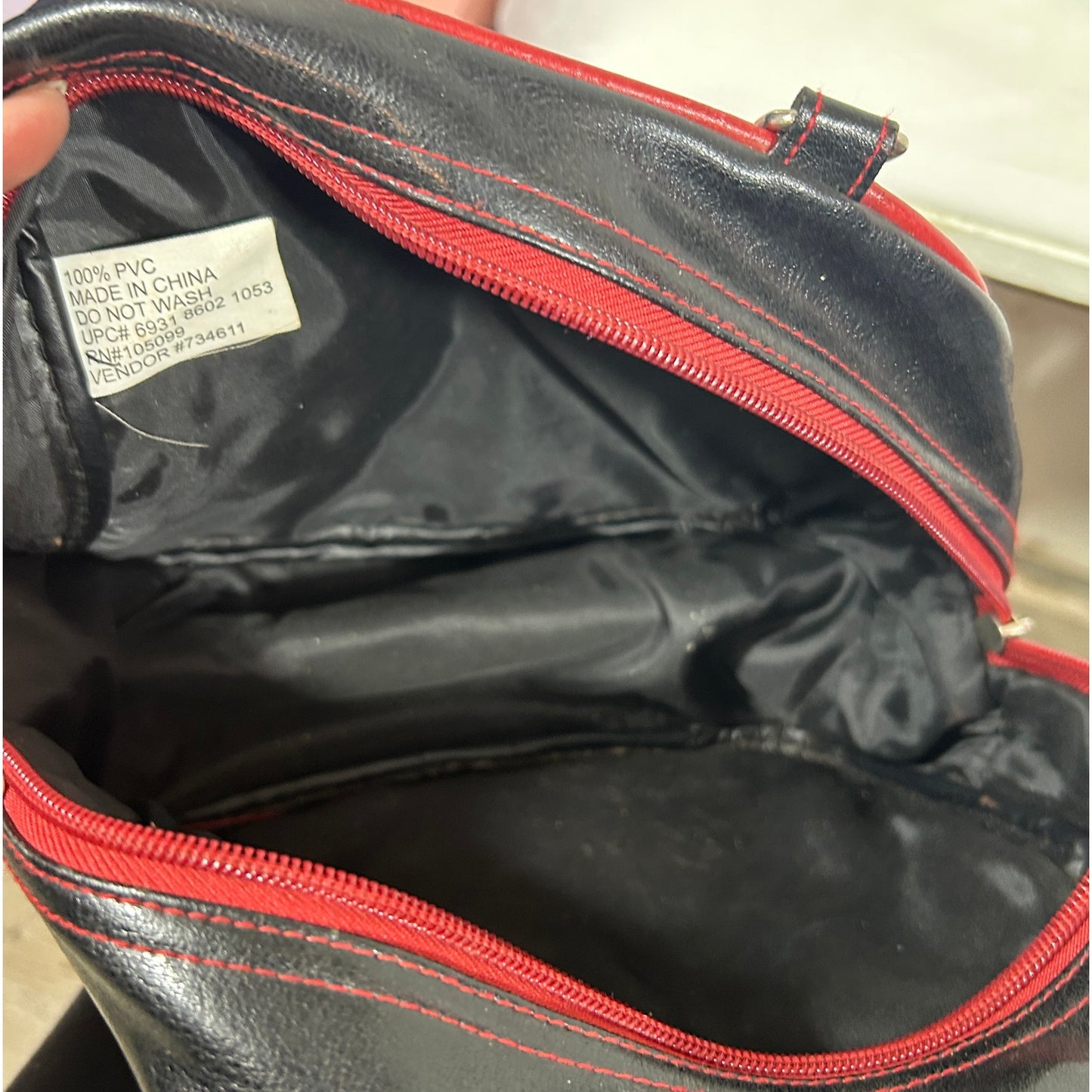 Retro Black & Red PVC Purse with "55" Patch and Star Zipper Charm – 8"x10"