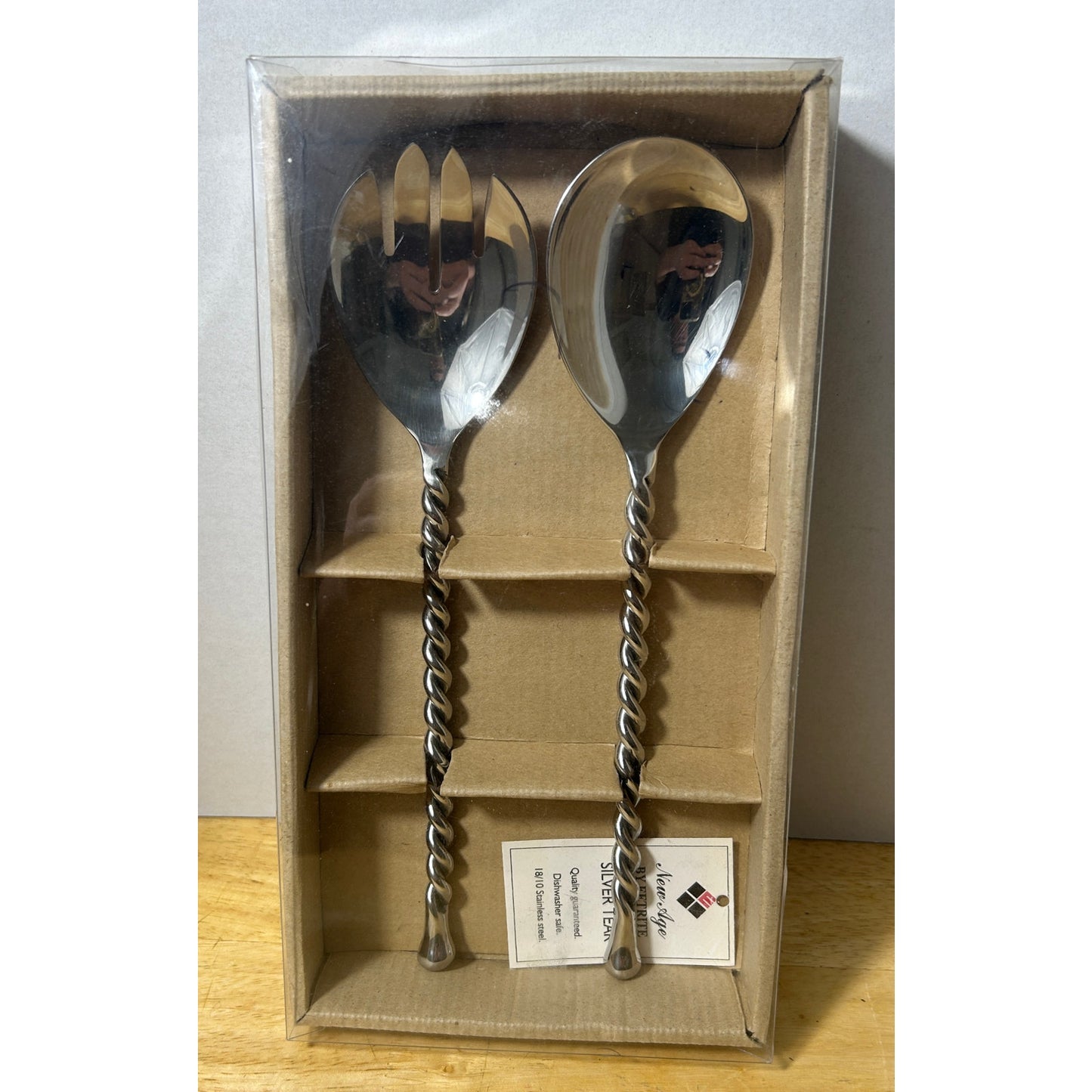 New Age by Eetrite Stainless Steel Salad Serving Set with Twisted Handle