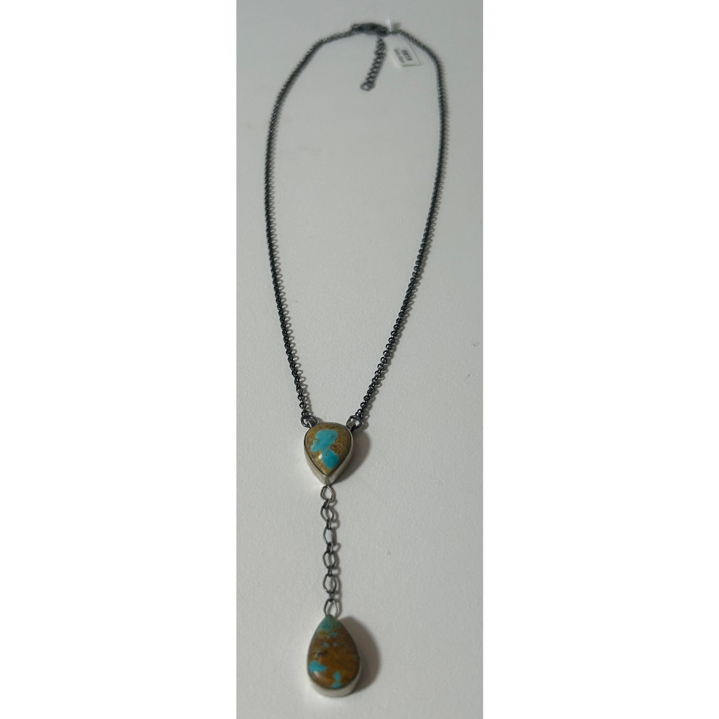 Sterling Silver Turquoise Double‑Drop Y‑Style Pendant Necklace