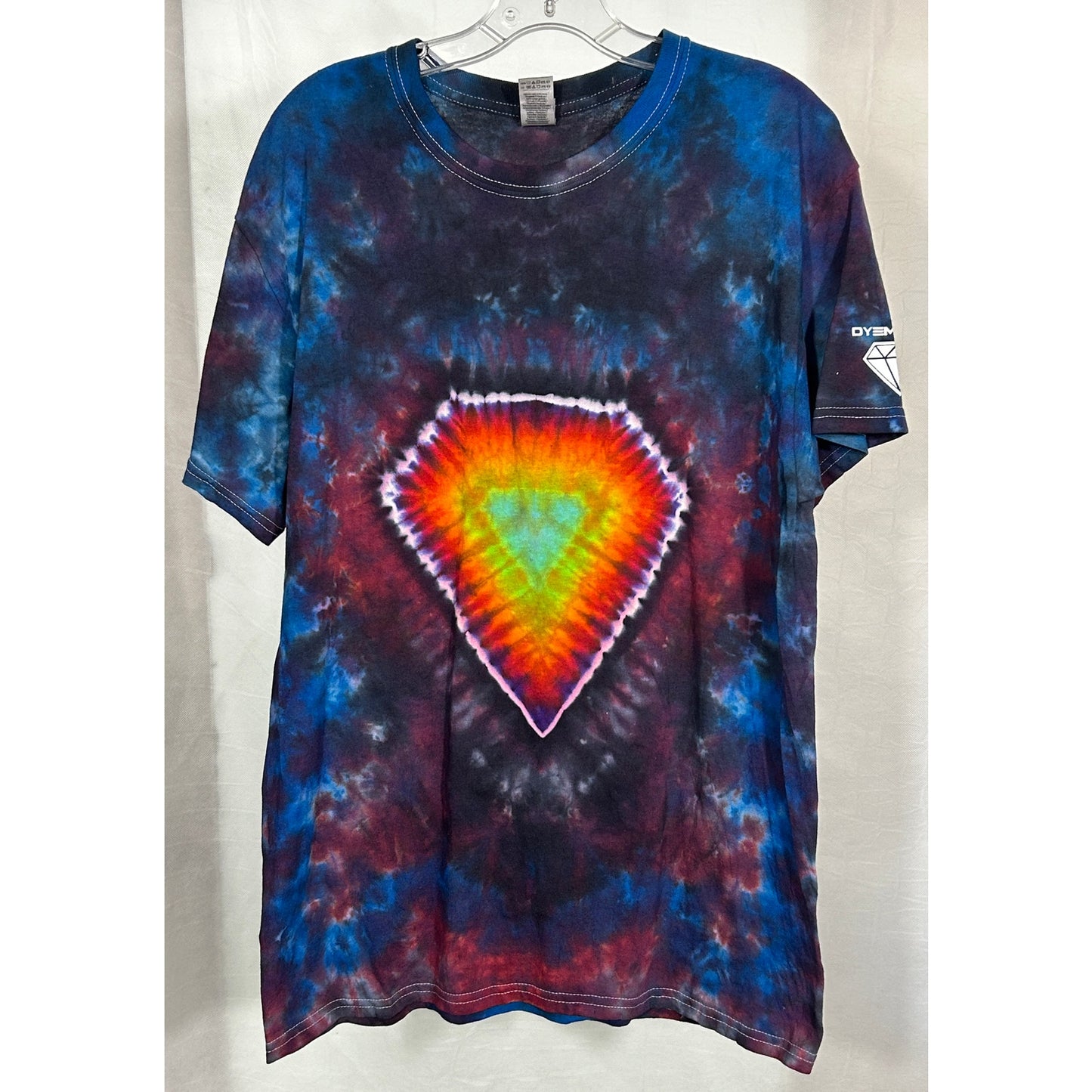 DYEMONDZ Rainbow Diamond Tie Dye T-Shirt Gildan L 100% Cotton