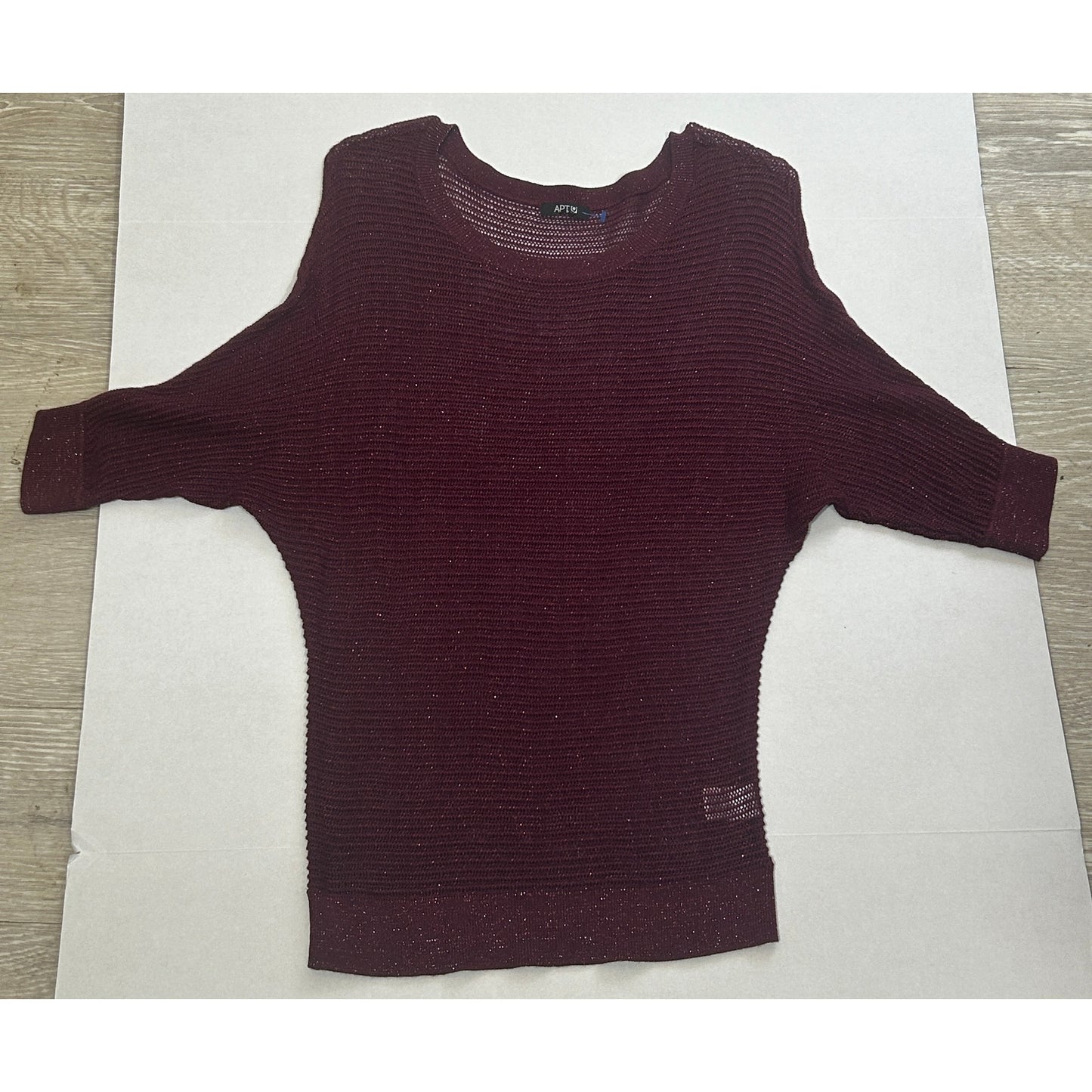 APT. 9 Burgundy Metallic Open Knit Dolman Sleeve Sweater Women’s L