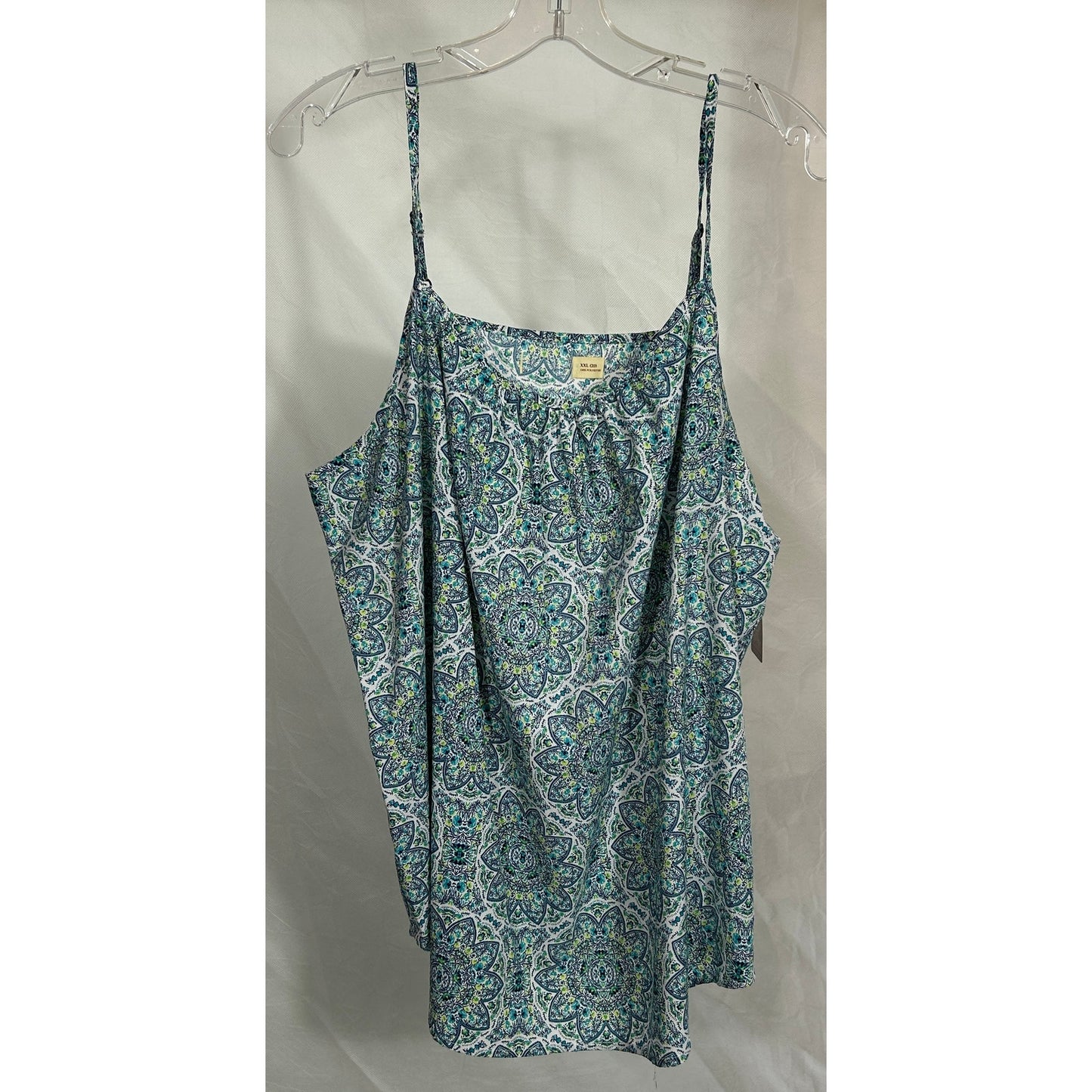 XXL Floral Medallion Tank Top Sleeveless Adjustable Strap Blouse Polyester
