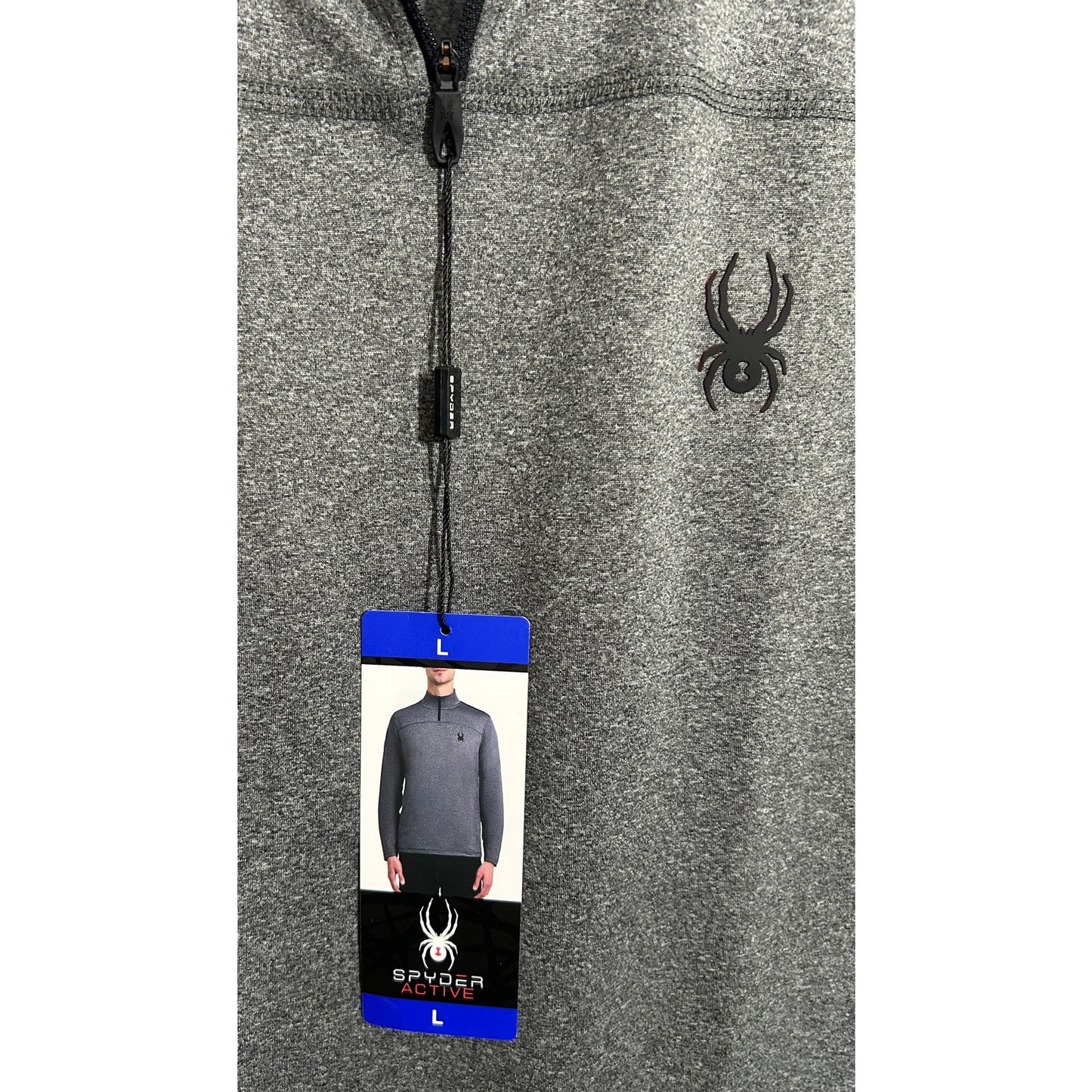 Spyder Active Quarter-Zip Pullover Gray Heather L Long Sleeve Stretch Top NWT