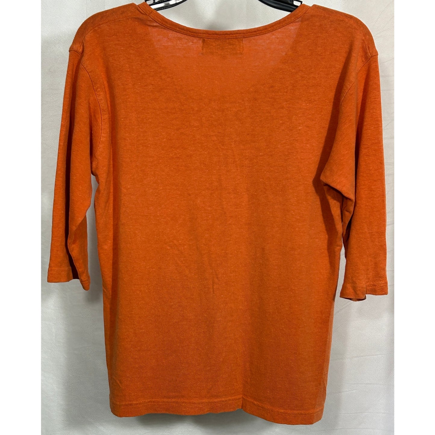 Effort's Hempwear Orange 3/4 Sleeve Hemp Cotton Top XL