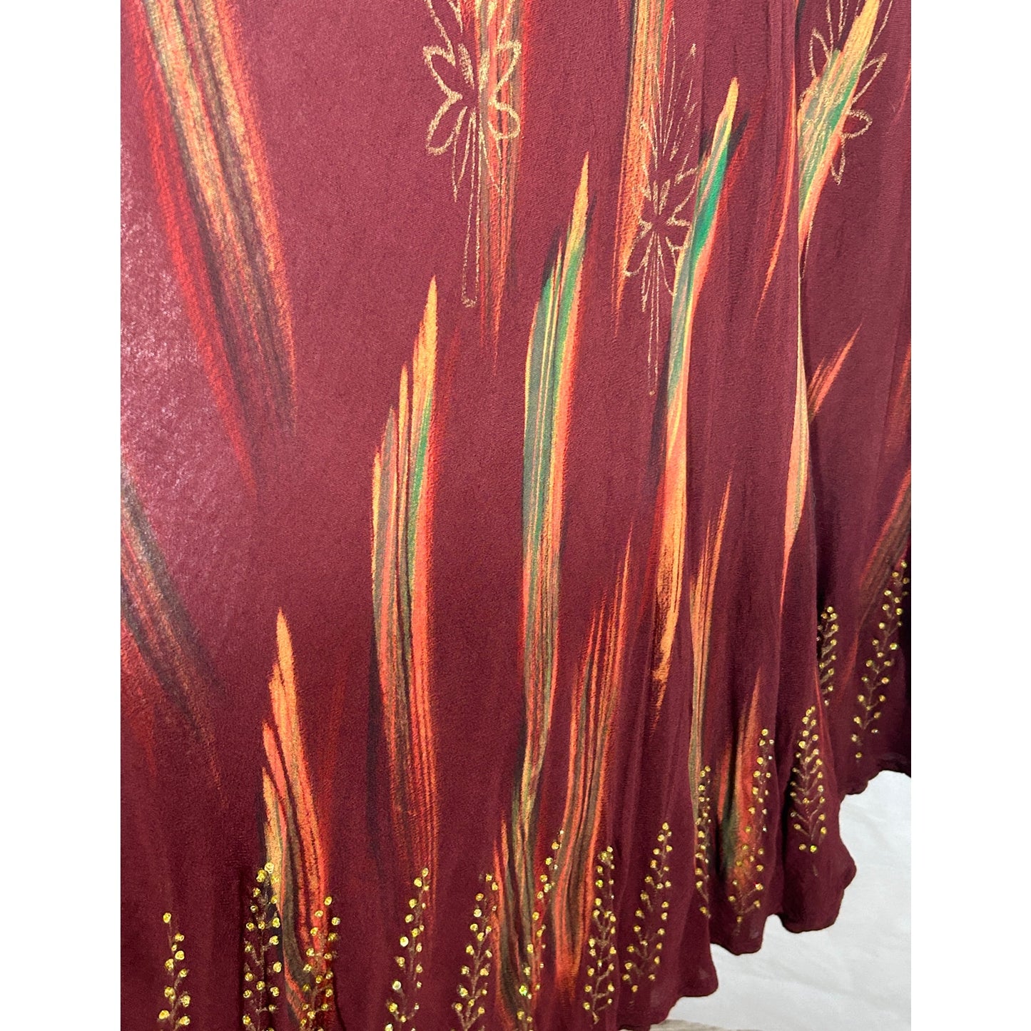 Greater Good Burgundy Hand-Printed Tunic Tank Top Free Size Plus