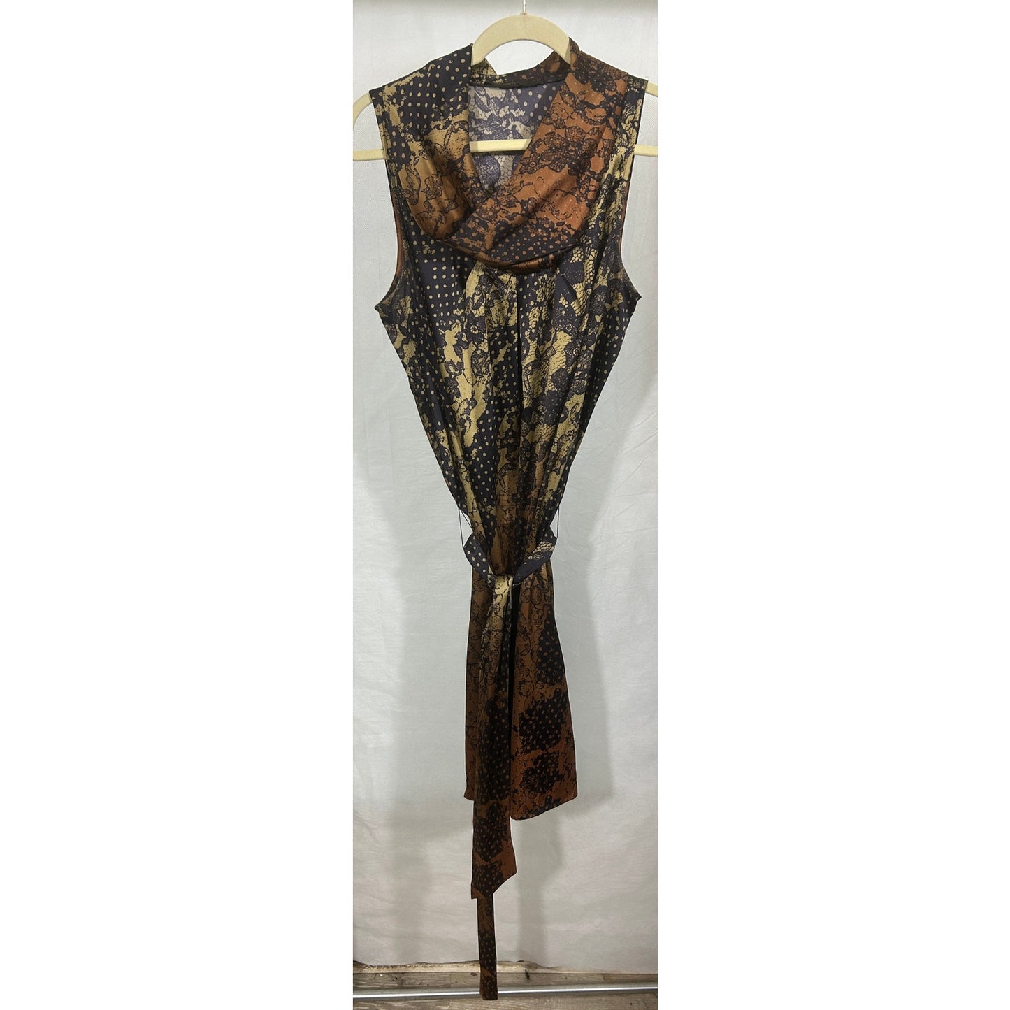 The Limited Sleeveless Cowl Neck Dress Abstract Lace Print Size L