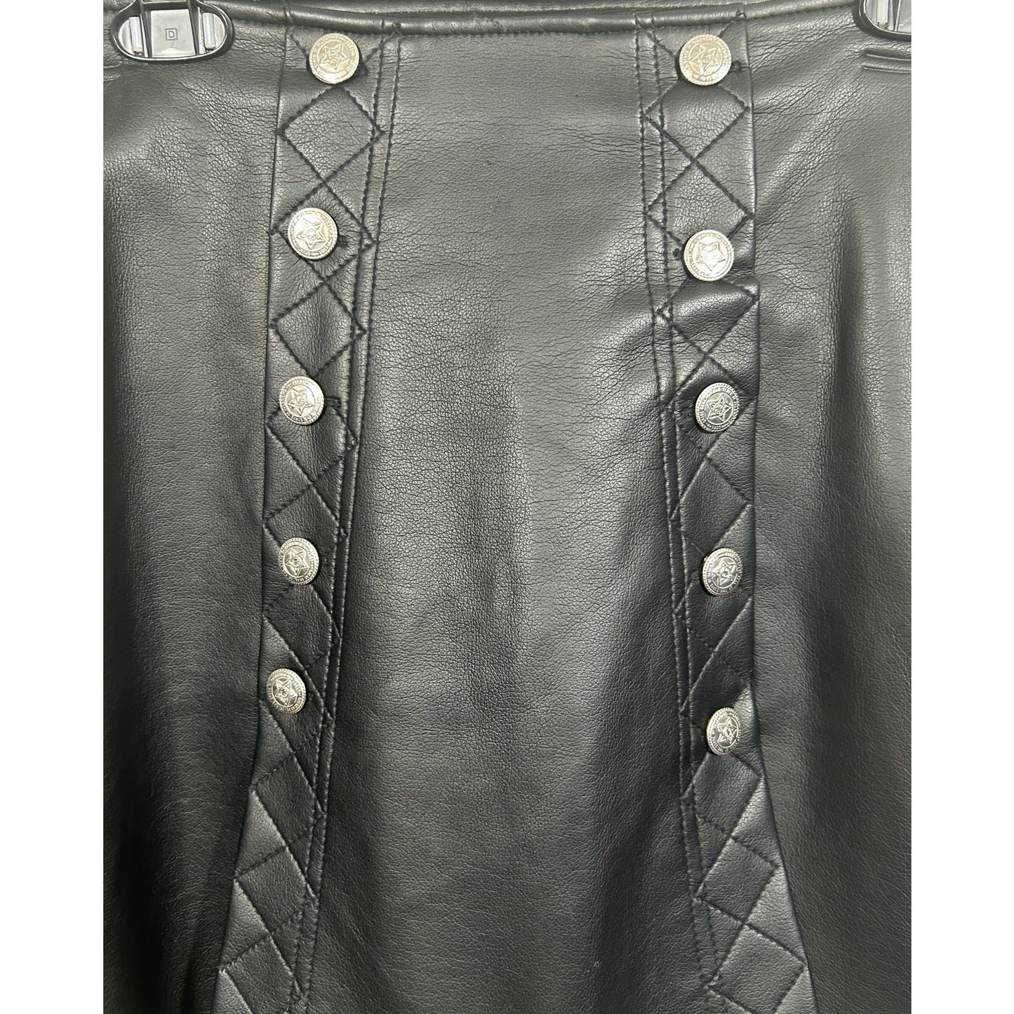 Neutral Zone Faux Leather Skirt w/ Silver Buttons, Quilted Detail - Size M
