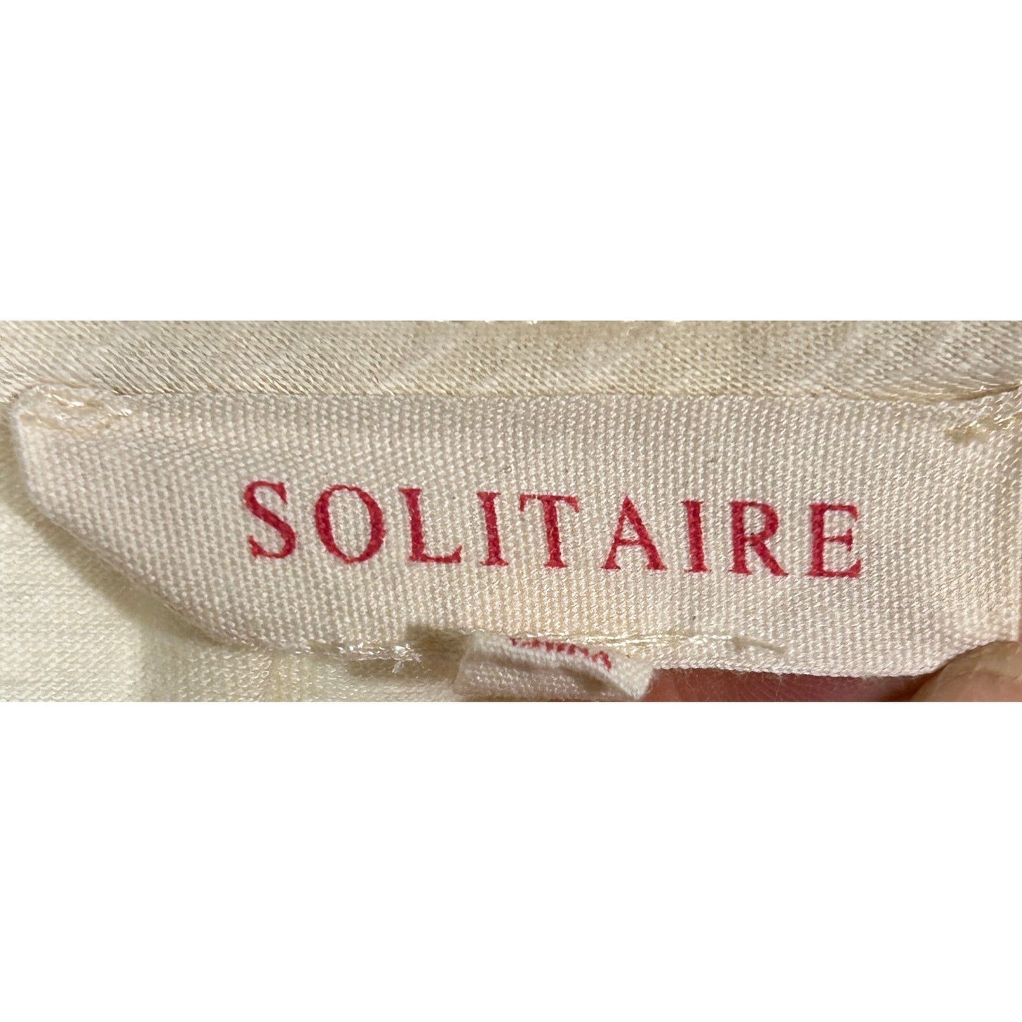 Solitaire Boho Embroidered Floral Blouse Cream Top Size S Peasant Style