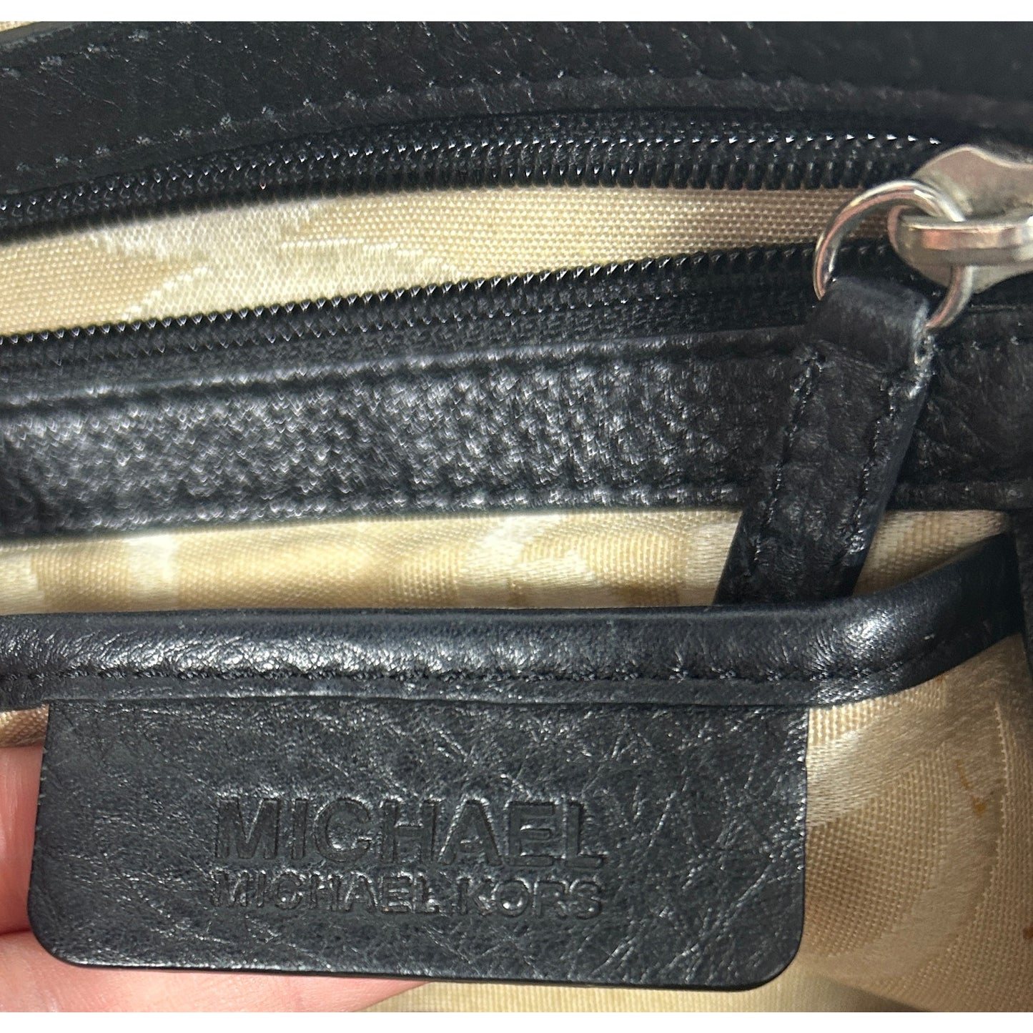 Michael Kors Black Pebbled Leather Hobo Shoulder Bag 13.5″ x 7″