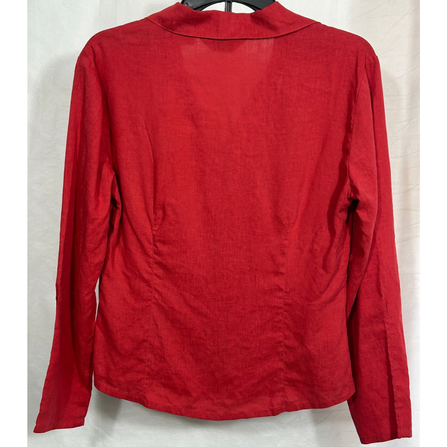 Orvis Women’s Red Hemp Tencel Button Down Shirt Long Sleeve Size Small