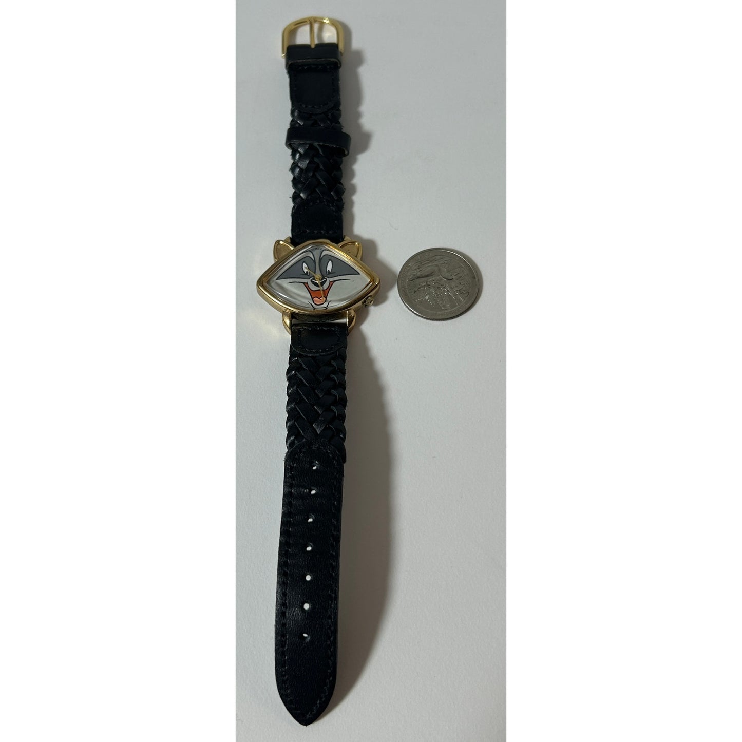 Timex Disney Pocahontas Meeko Raccoon Watch Black Leather Band