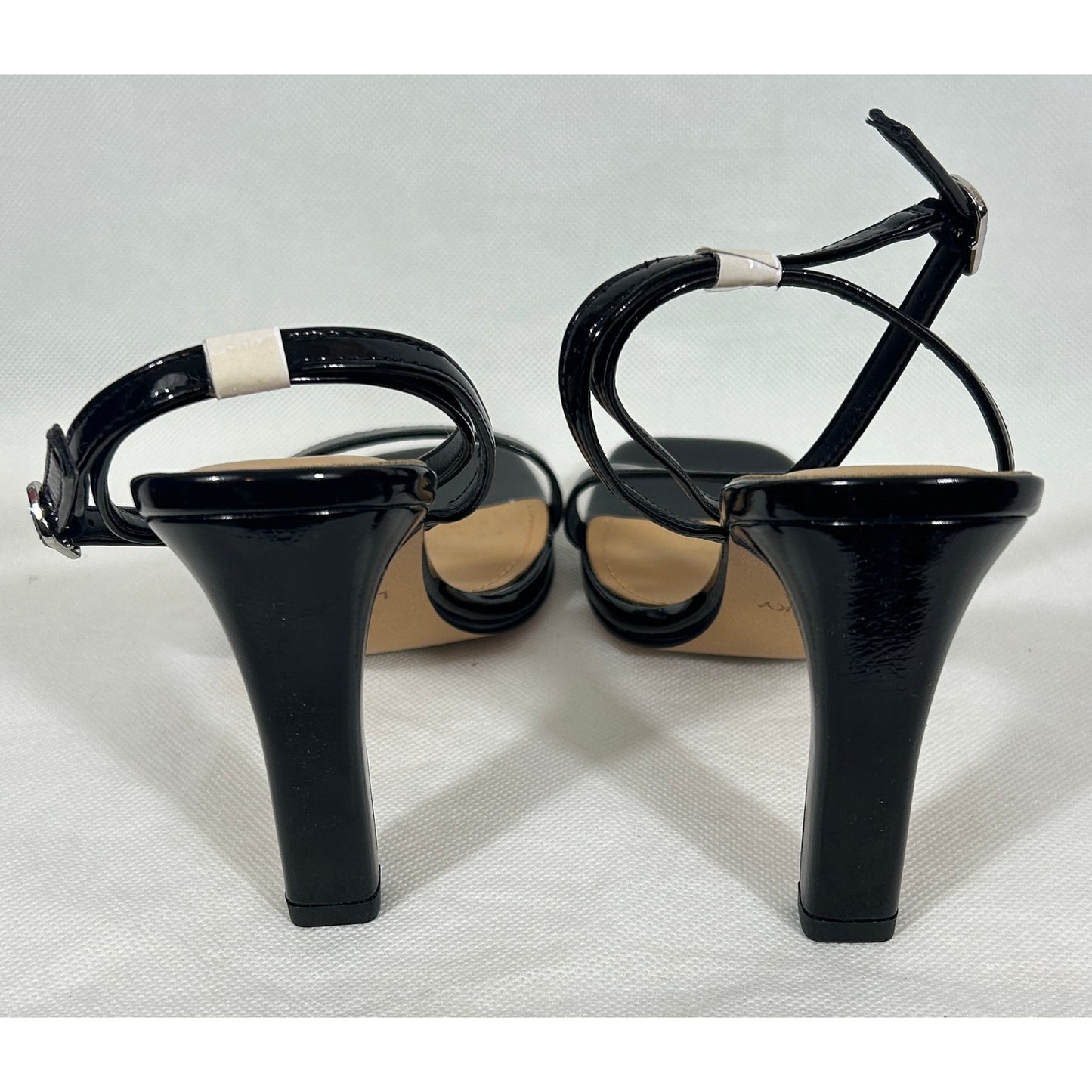 New Lisa Vicky Black Patent Strappy Heels 8.5M – Square Toe Block Heel Sandals