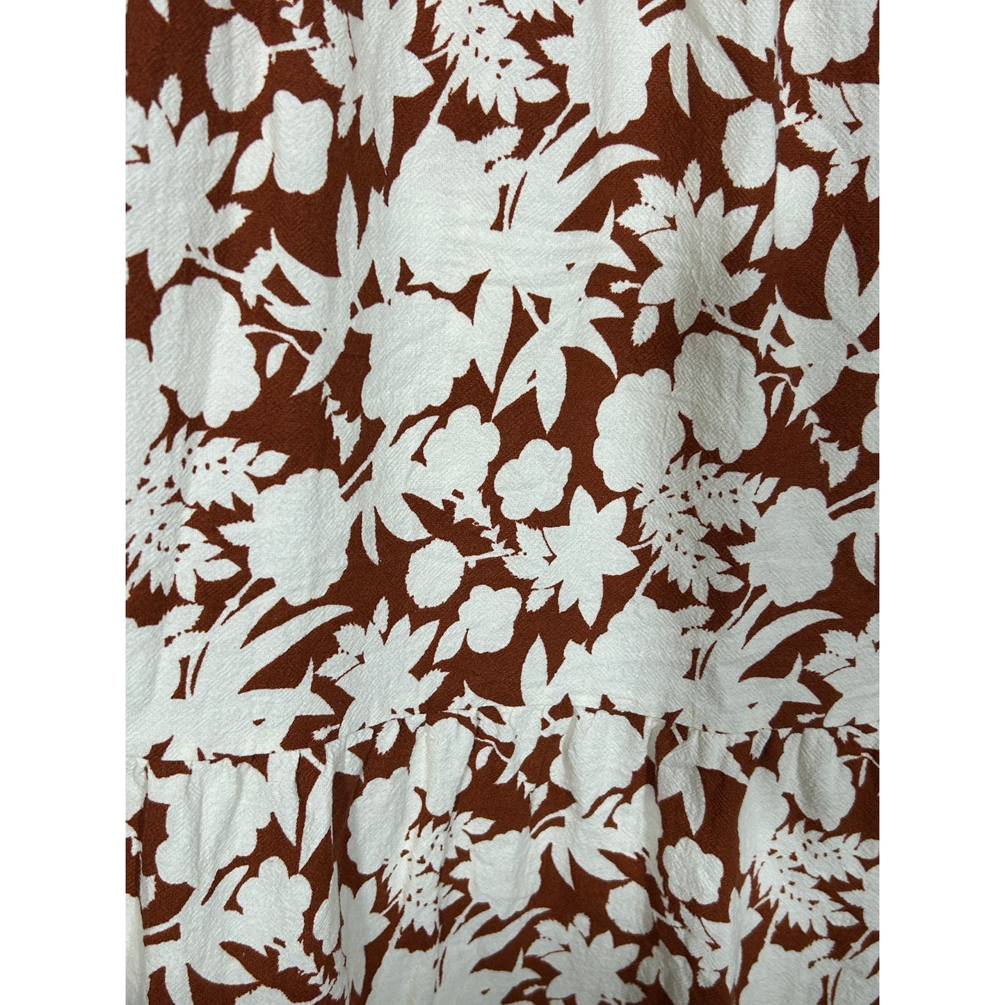 Universal Thread Brown Floral Skirt 3X Cotton Smocked Waist Pockets