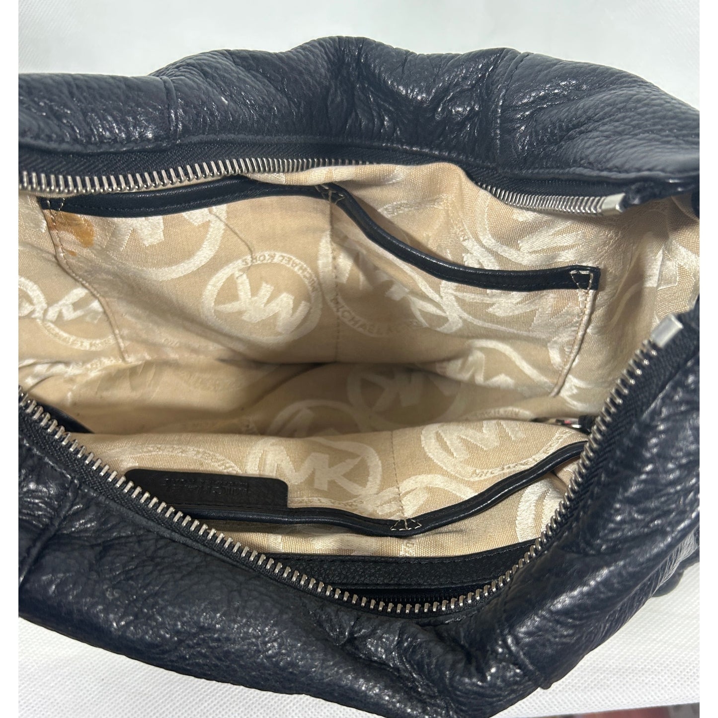 Michael Kors Black Pebbled Leather Hobo Shoulder Bag 13.5″ x 7″