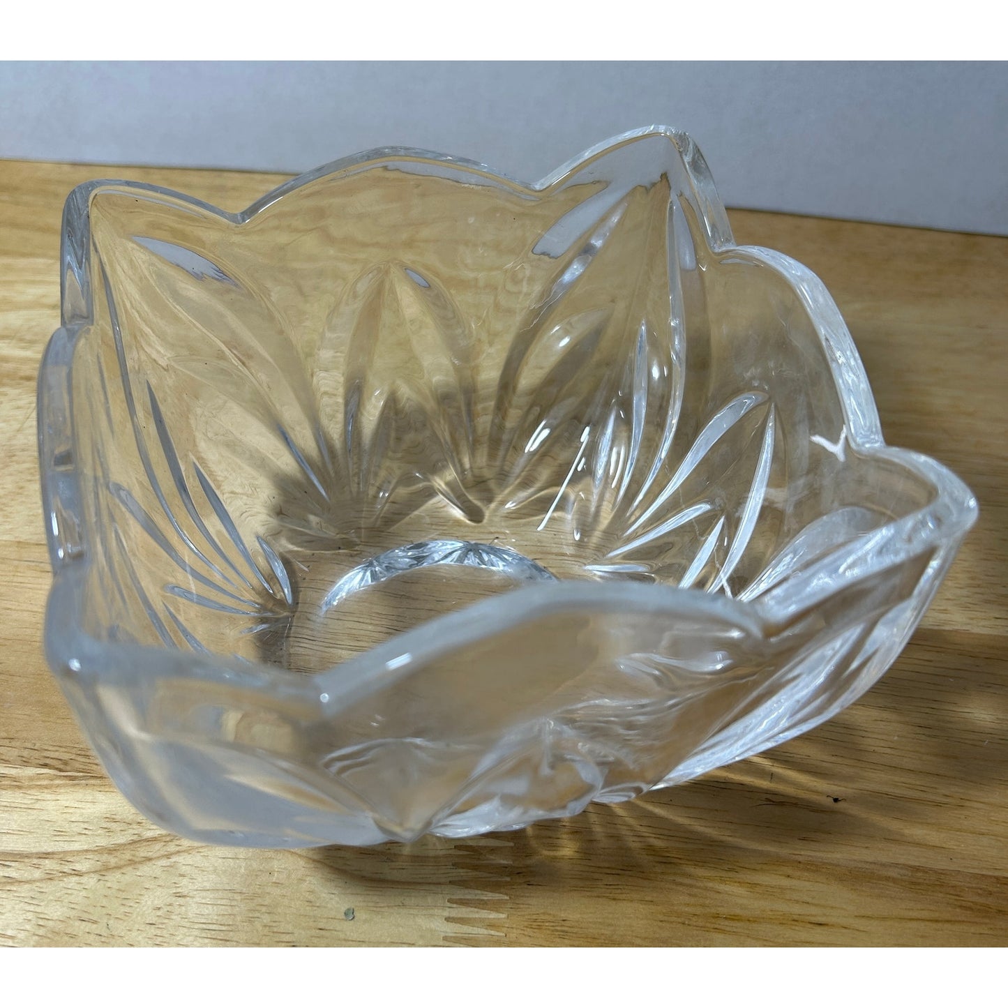 Vintage Clear Pressed Glass Scalloped Square Bowl – 5.75″ Crystal Candy Dish