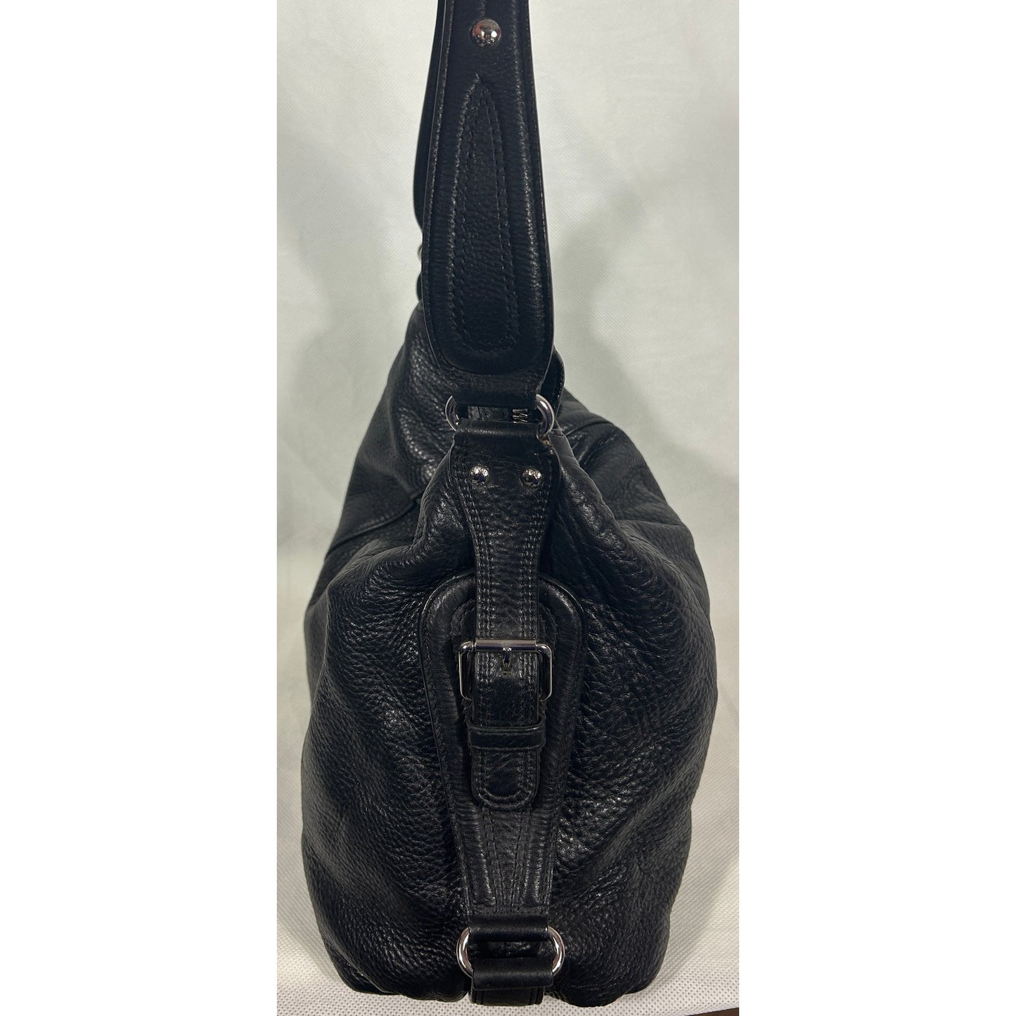 Michael Kors Black Pebbled Leather Hobo Shoulder Bag 13.5″ x 7″