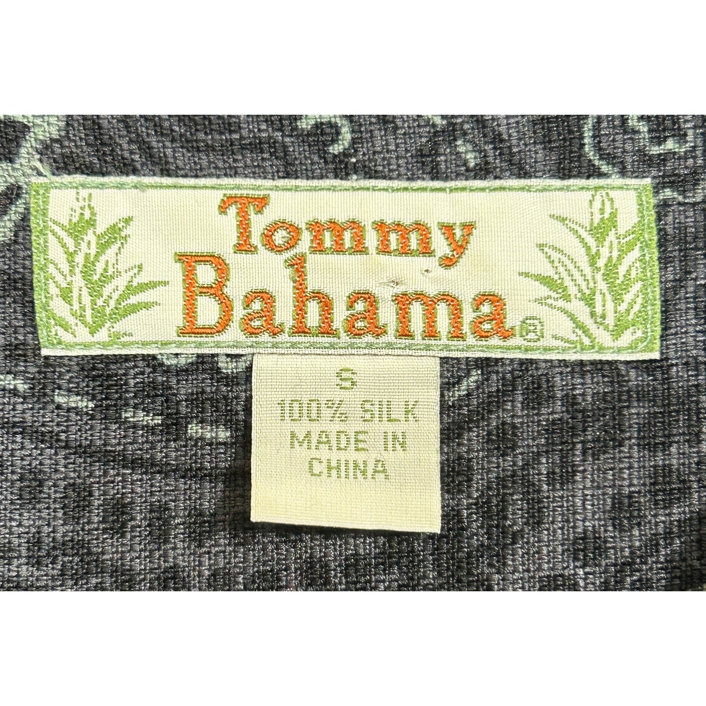 Tommy Bahama 100% Silk Shirt Paisley Black Green Small
