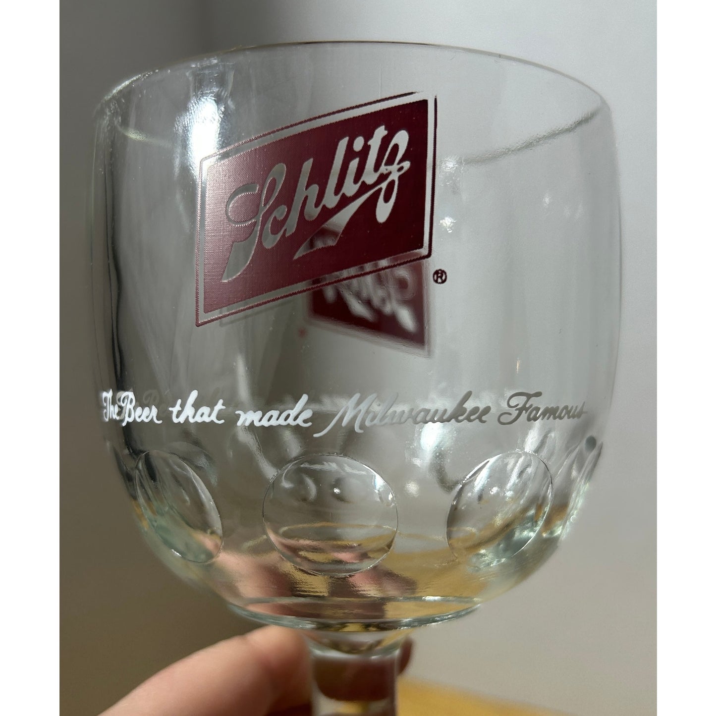Vintage Schlitz Beer Goblet Glass - 6" Tall, 4" Diameter