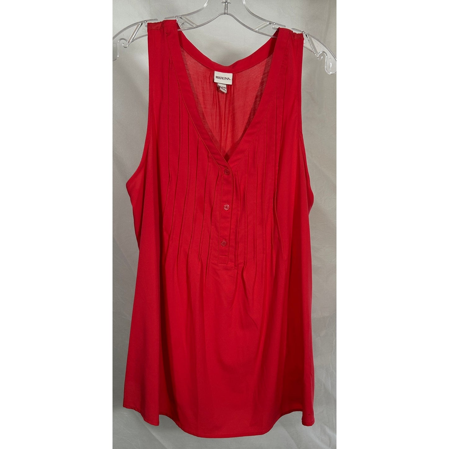 Merona Red Sleeveless Pintuck Blouse XXL Lightweight Layering Top