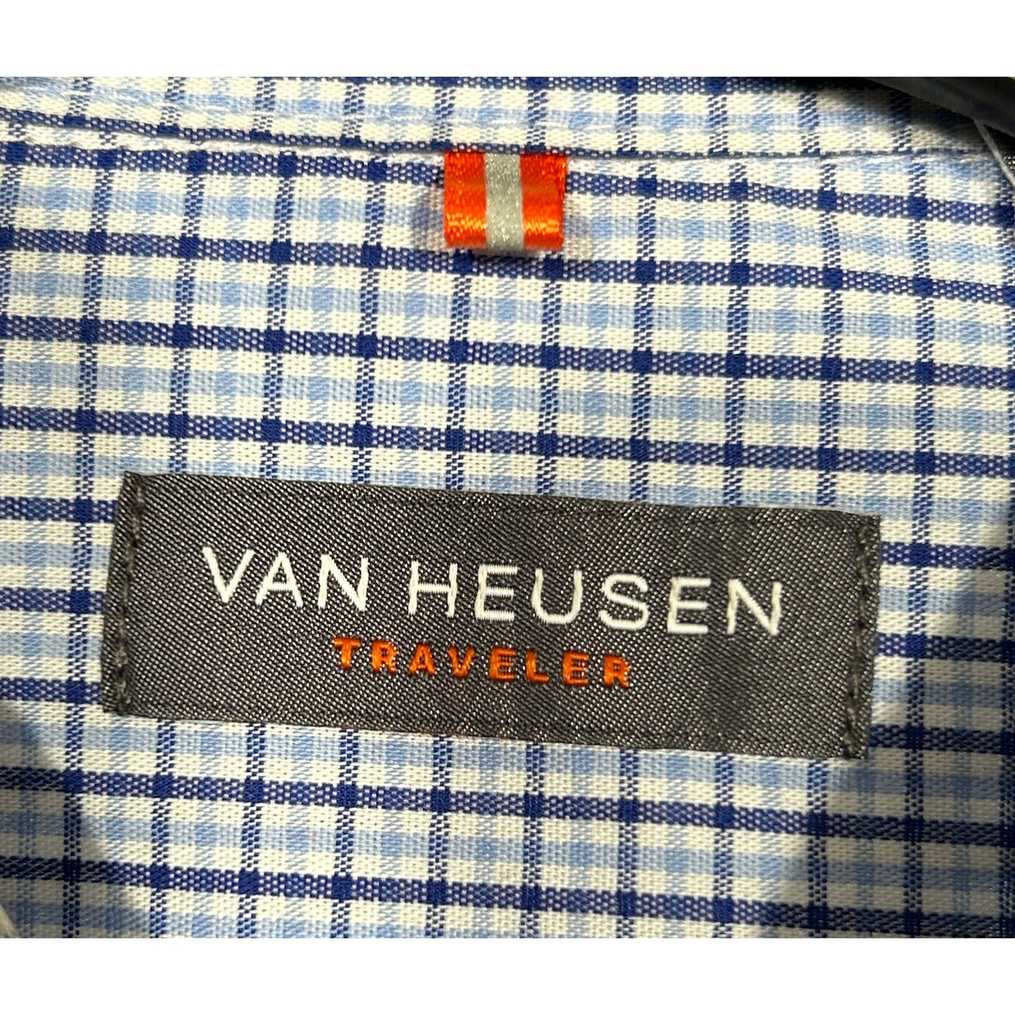 Van Heusen Traveler Men’s Blue Check Long Sleeve Shirt Size Medium