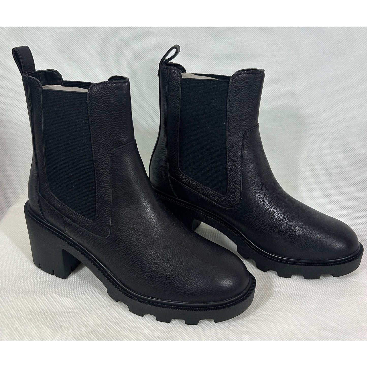 Lisa • Vicky “Bam” Black Leather Platform Ankle Boots 8.5 M Chunky Heel; NIB