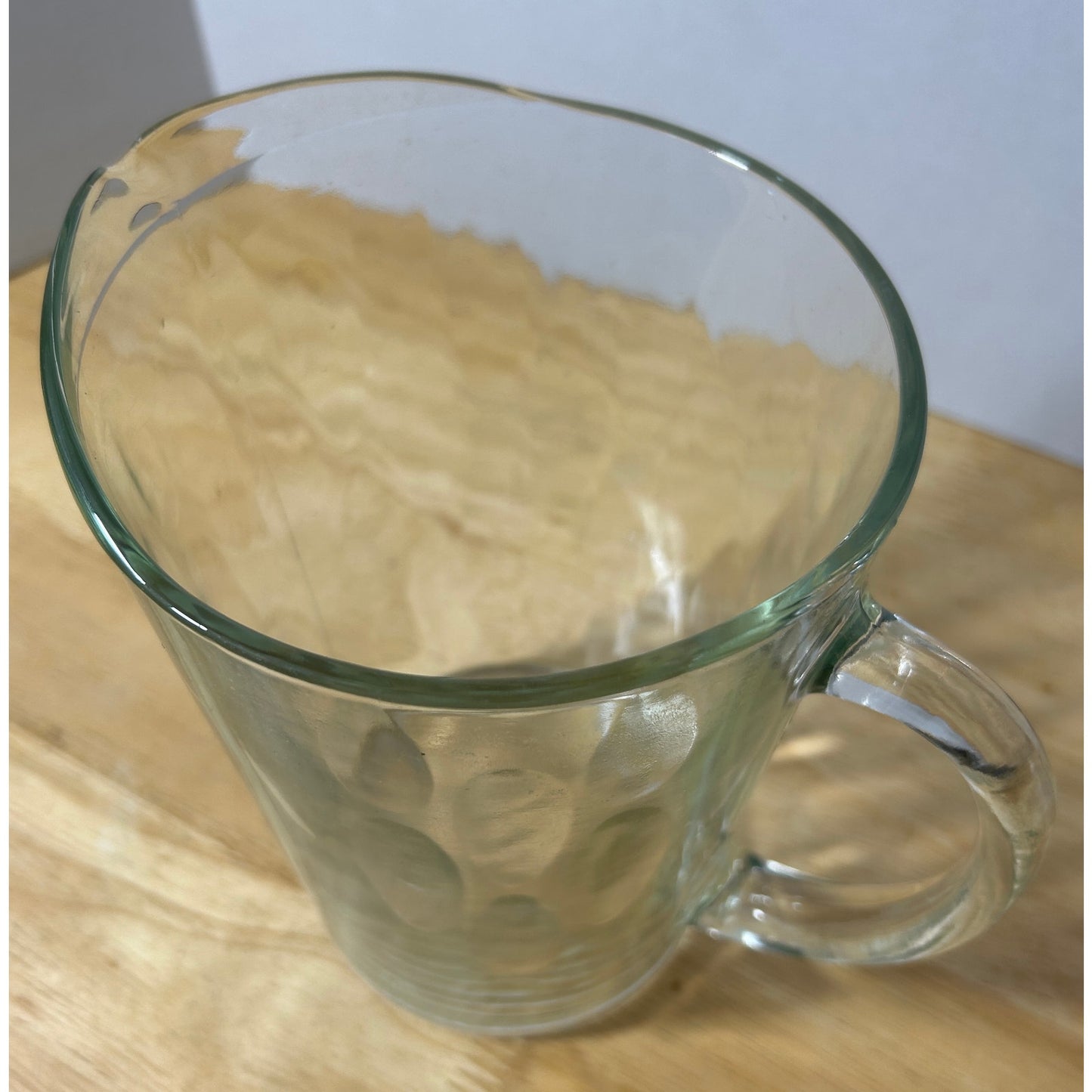 Clear Glass Pitcher with Dimple Texture – 7.5" Tall, 6" Diameter, Vintage Style