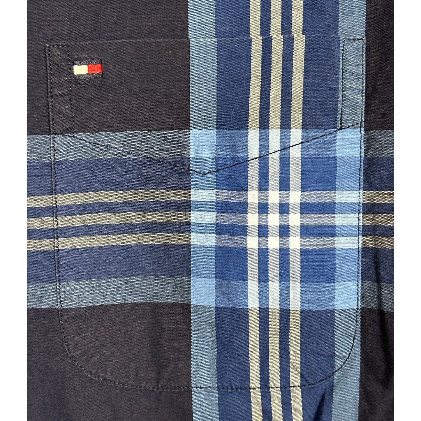 Tommy Hilfiger Classic Fit Blue Plaid Button-Up Shirt | Small
