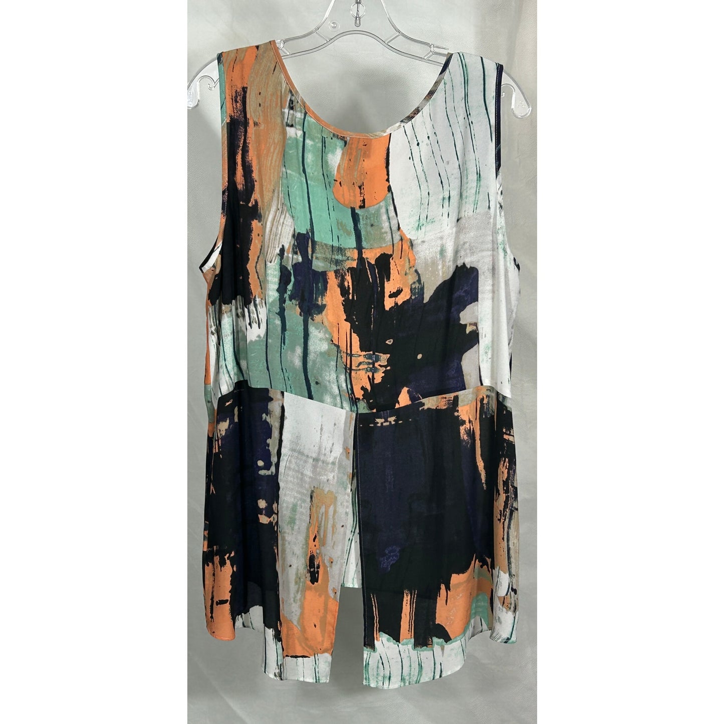 Mossimo Sleeveless Tunic Top XXL Abstract Brushstroke Print High-Low Hem