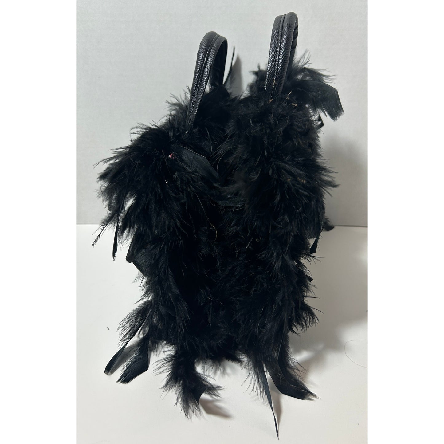 Colorful Frida Kahlo Feathered Purse with Black Boa Trim 7"x10"