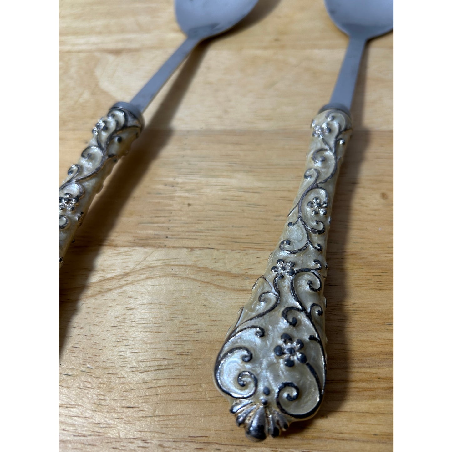 Vintage Ornate Stainless Wedding Serving Spoon & Fork Set 11.5"