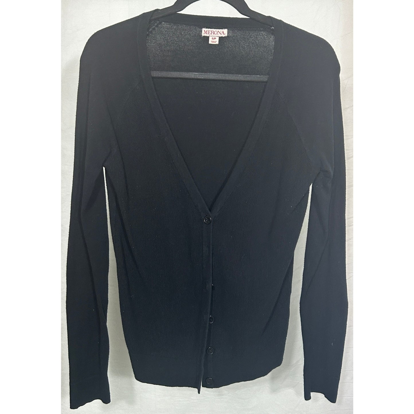 Merona Women’s Black Button Front Cardigan Sweater Size S