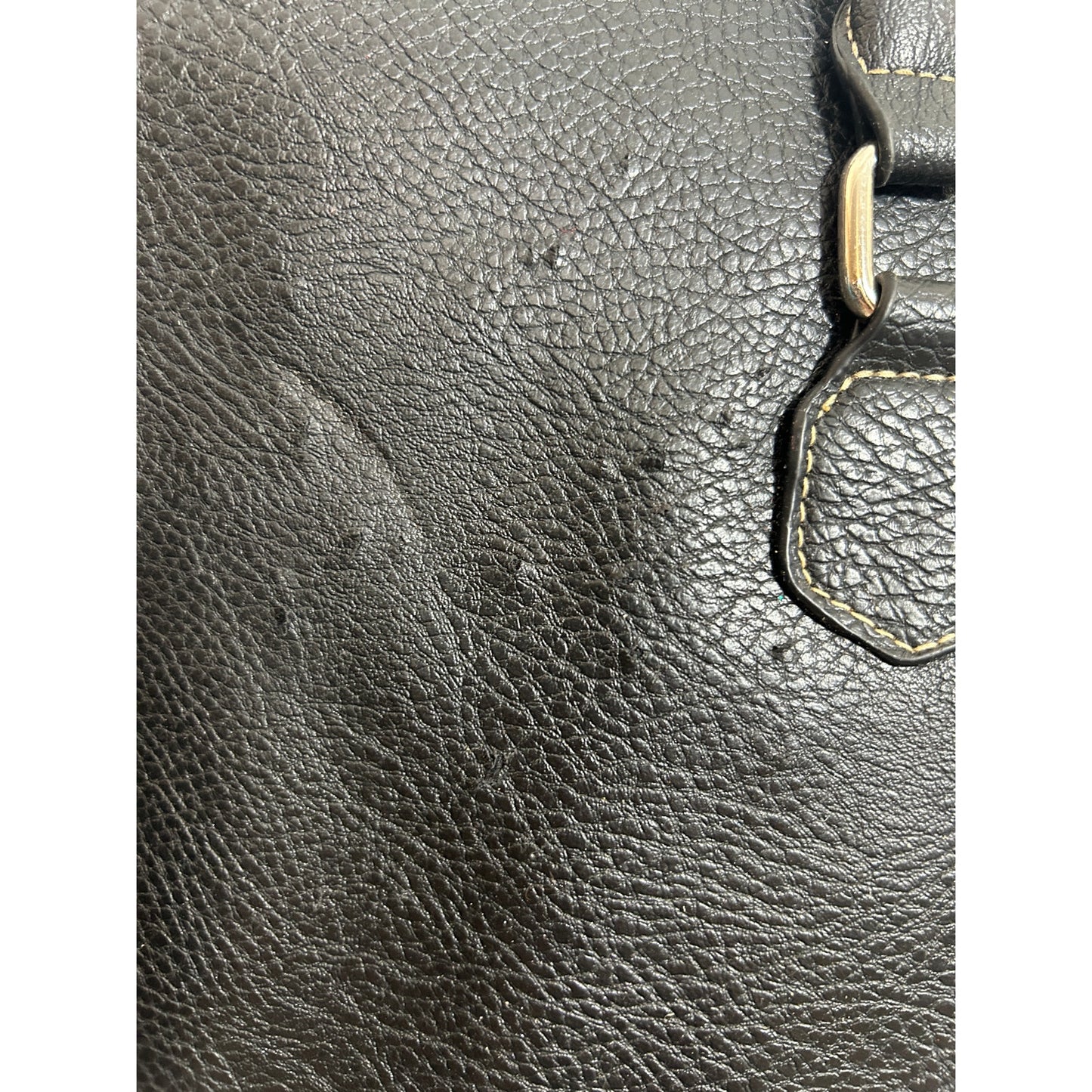 Black Faux Leather Tote Bag with Padlock Accent and Chain Strap 11"x10.5"