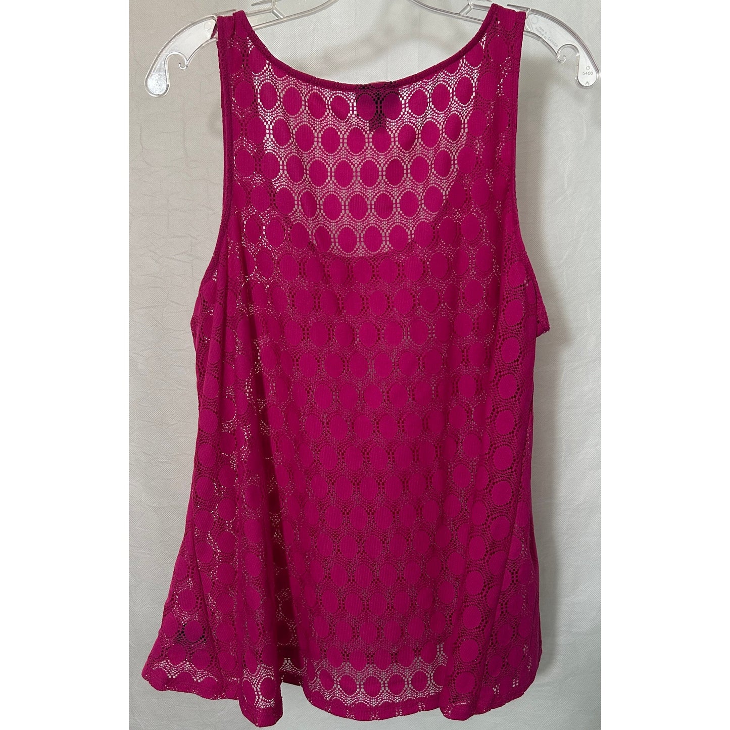Mossimo Fuchsia Pink Circle Lace Tank Top XXL Sheer Nylon Layered Look