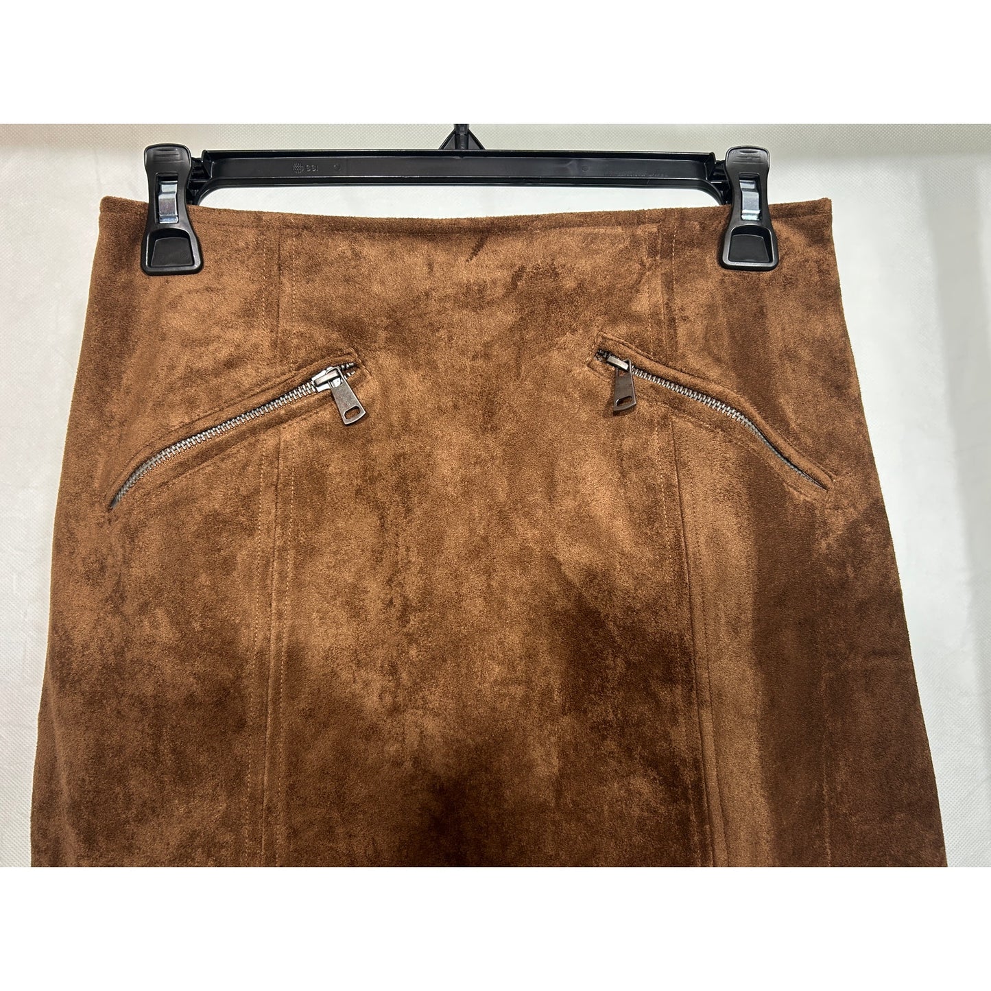 Tractr Brown Faux Suede Mini Skirt with Zippers Size 2/26 NWT