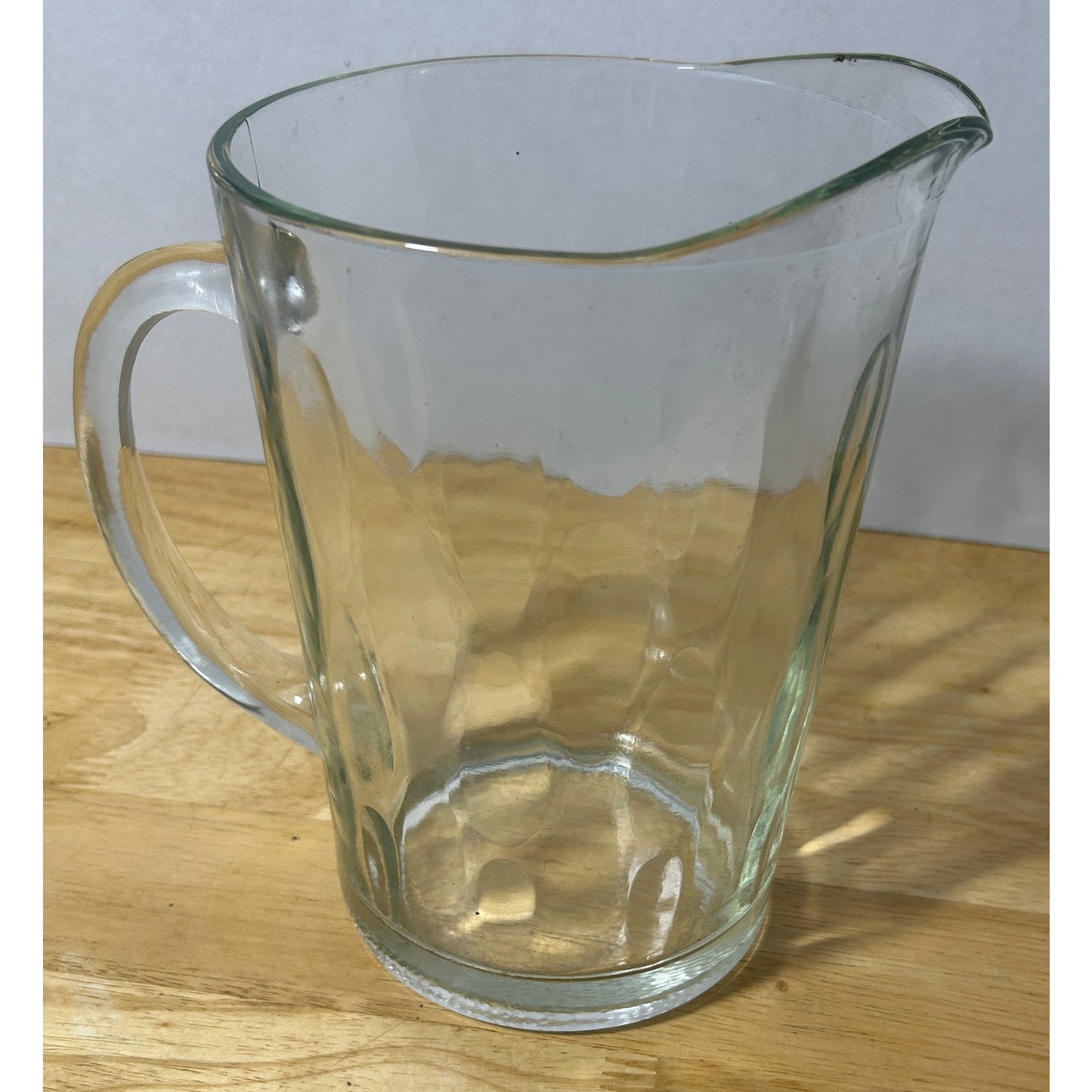 Clear Glass Pitcher with Dimple Texture – 7.5" Tall, 6" Diameter, Vintage Style