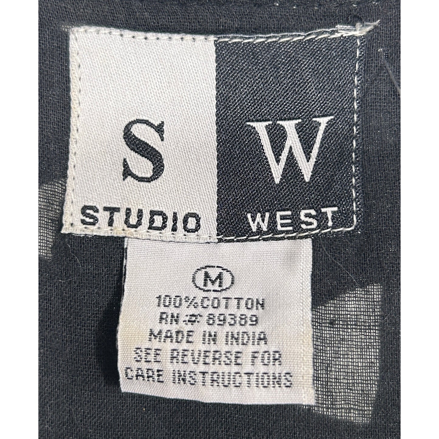 Studio West Black White Geometric Sleeveless Cotton Dress Size M