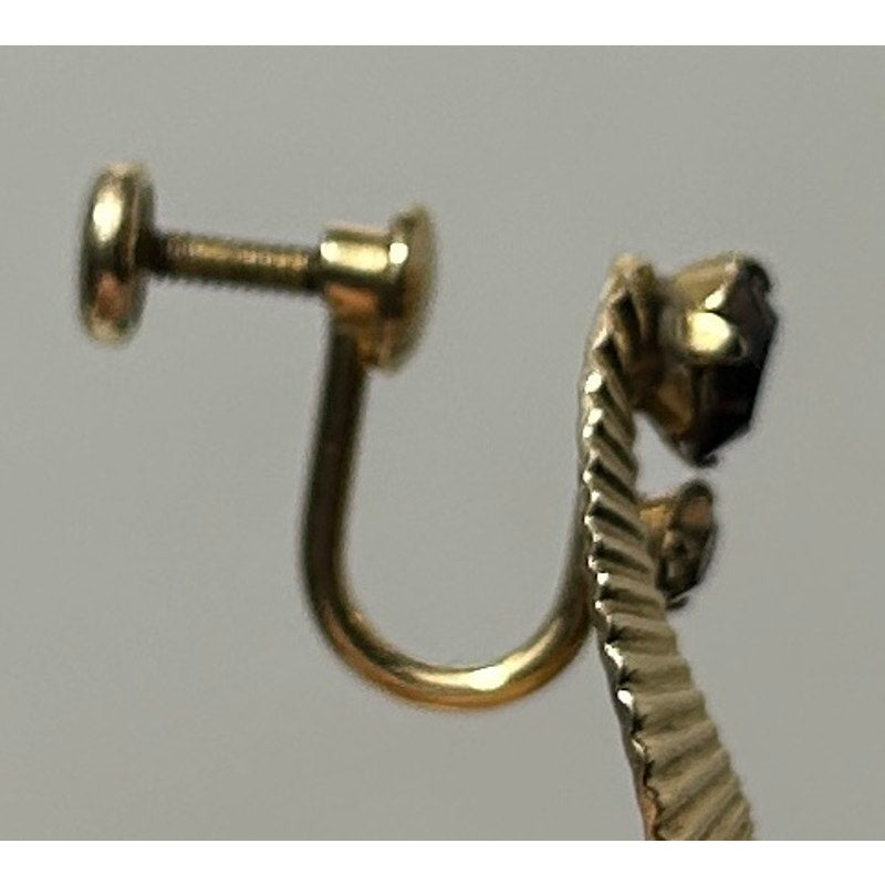 Vintage Van Dell Gold-Tone Screw Back Earrings with Amber Rhinestones