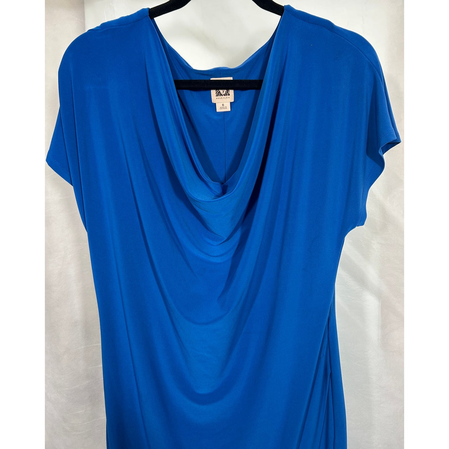 Anne Klein Royal Blue Draped Cowl Neck Dress, Size 6