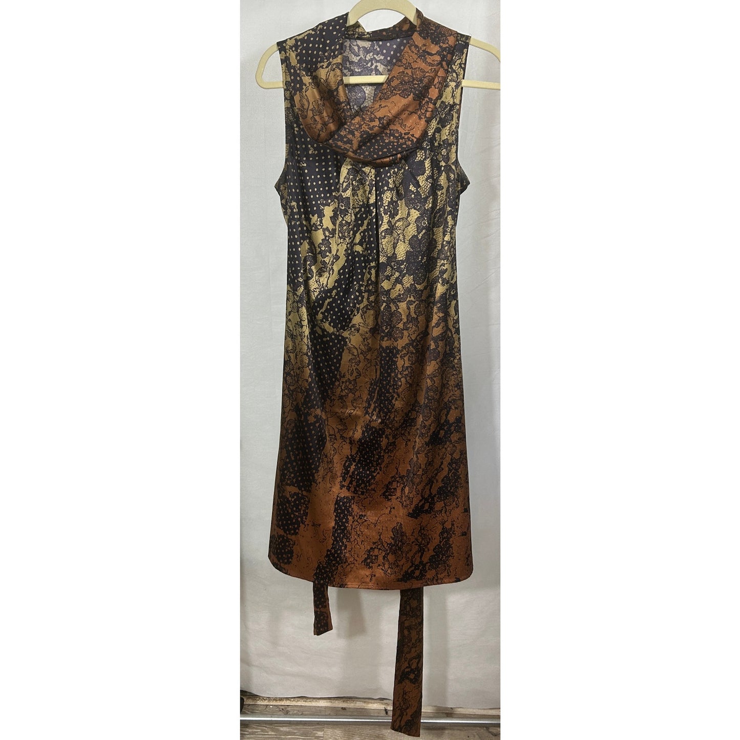 The Limited Sleeveless Cowl Neck Dress Abstract Lace Print Size L