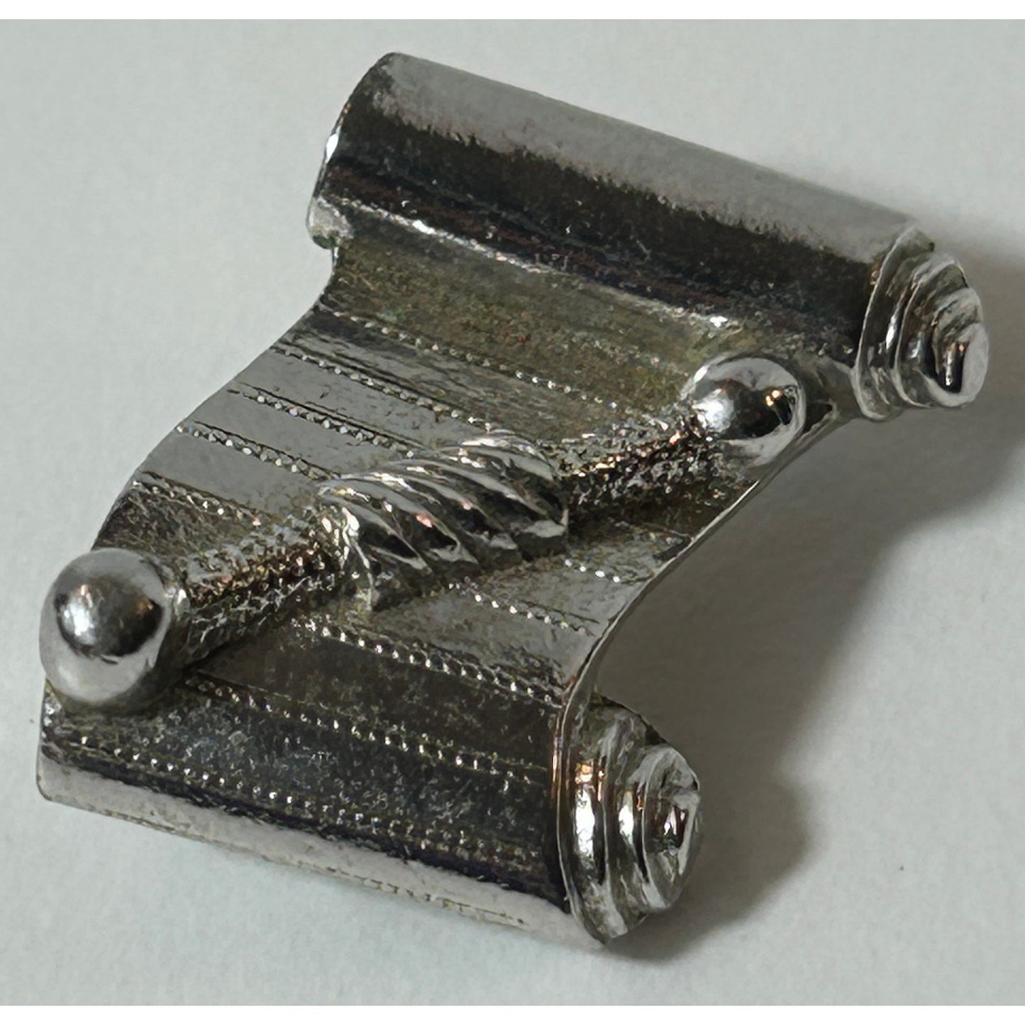 Vintage ORA Silver-Tone Torah Scroll Brooch Pin Jewish Judaica 1"