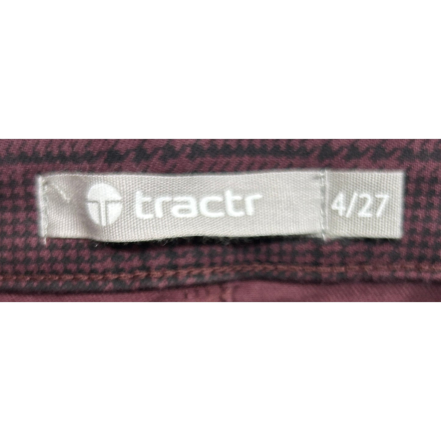Tractr Mona High Rise Crop Skinny Jeans Houndstooth 4/27 Burgundy Black NWT