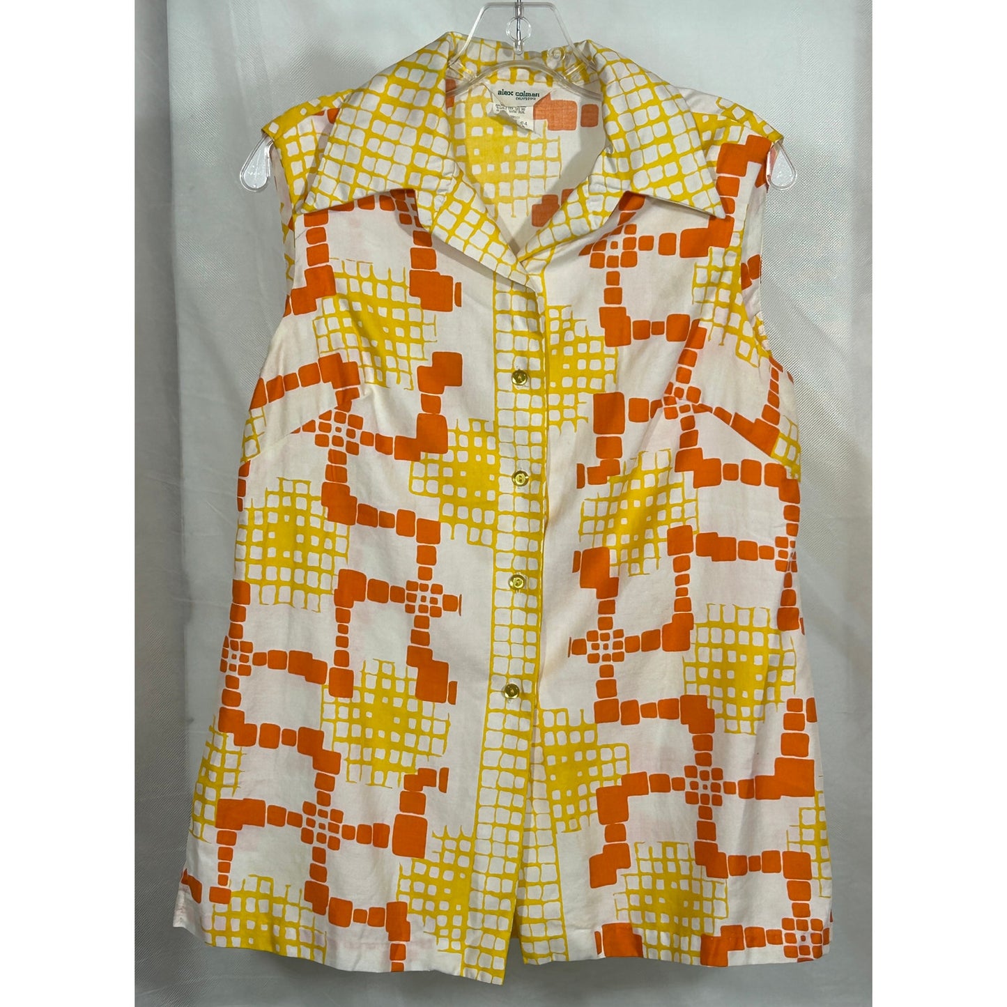 Vintage Alex Colman California Sleeveless Blouse 16 | Mod Geometric Print