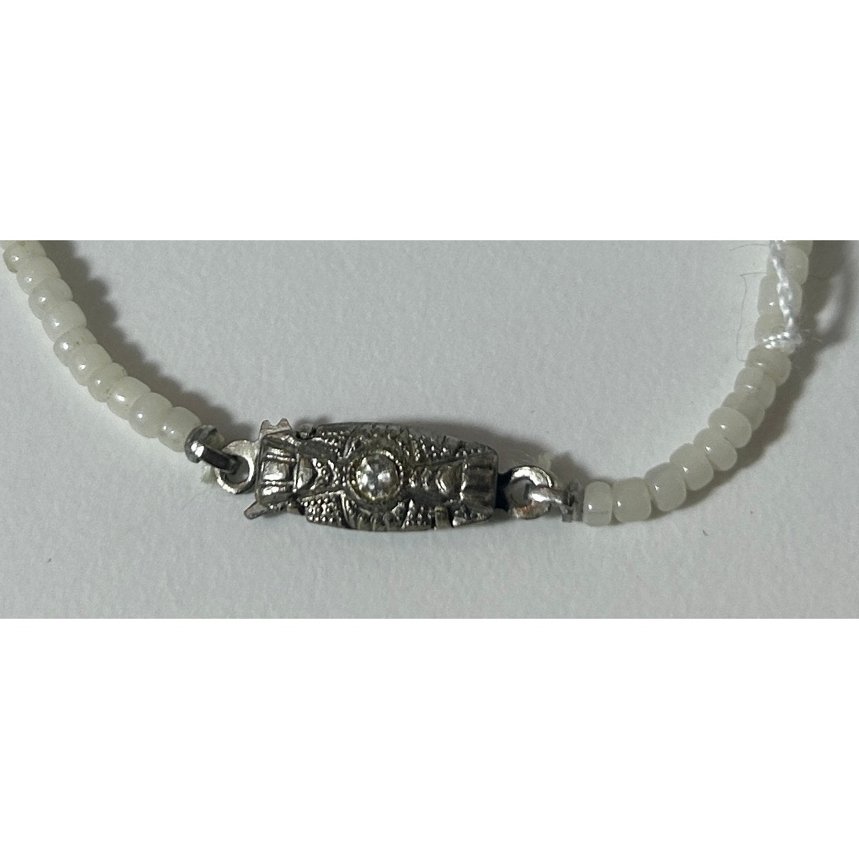 Vintage Mother of Pearl Leaf Necklace 20" with Ornate Clasp
