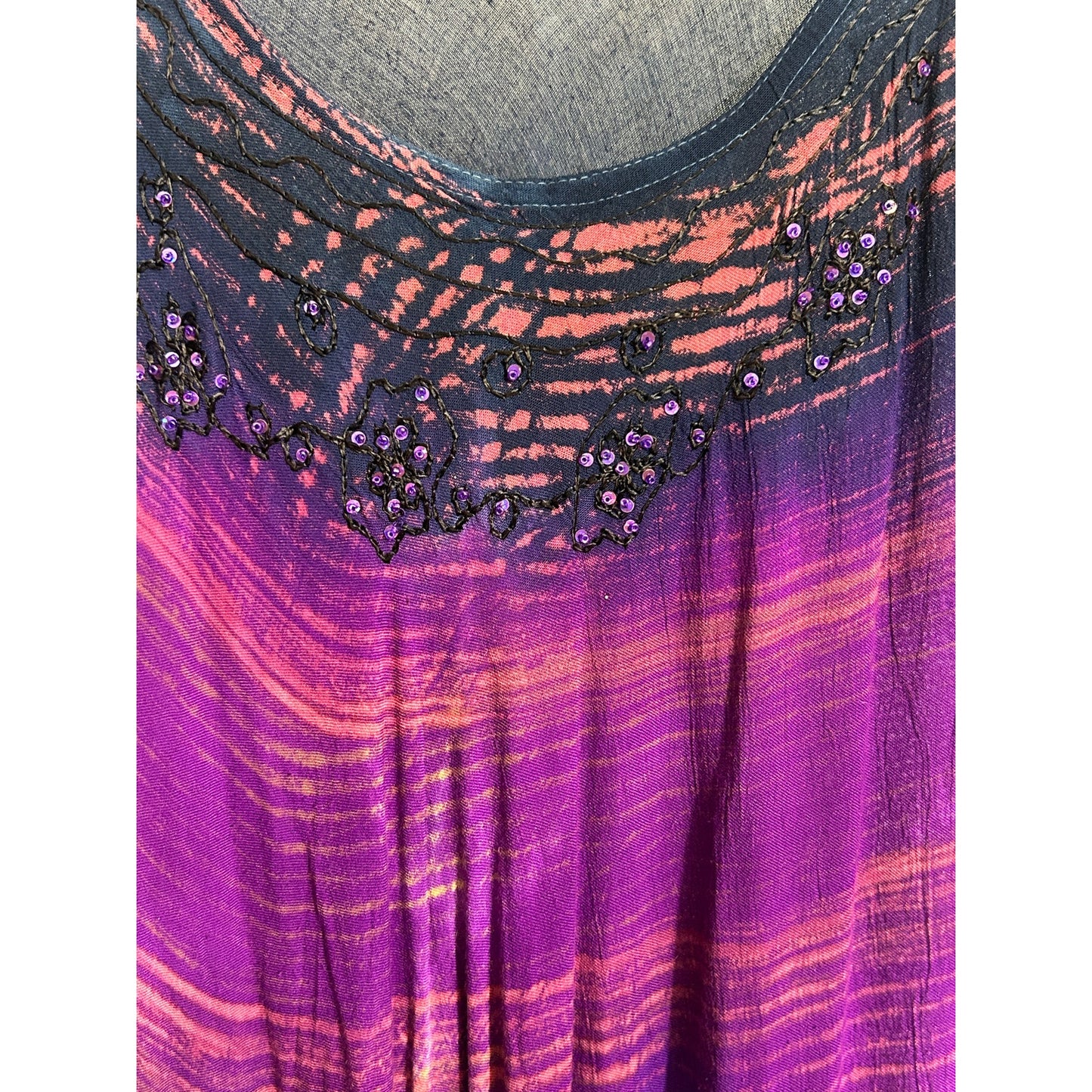 Greater Good Rainbow Tunic Top Free Size Plus Hand Dyed Sequin Detail