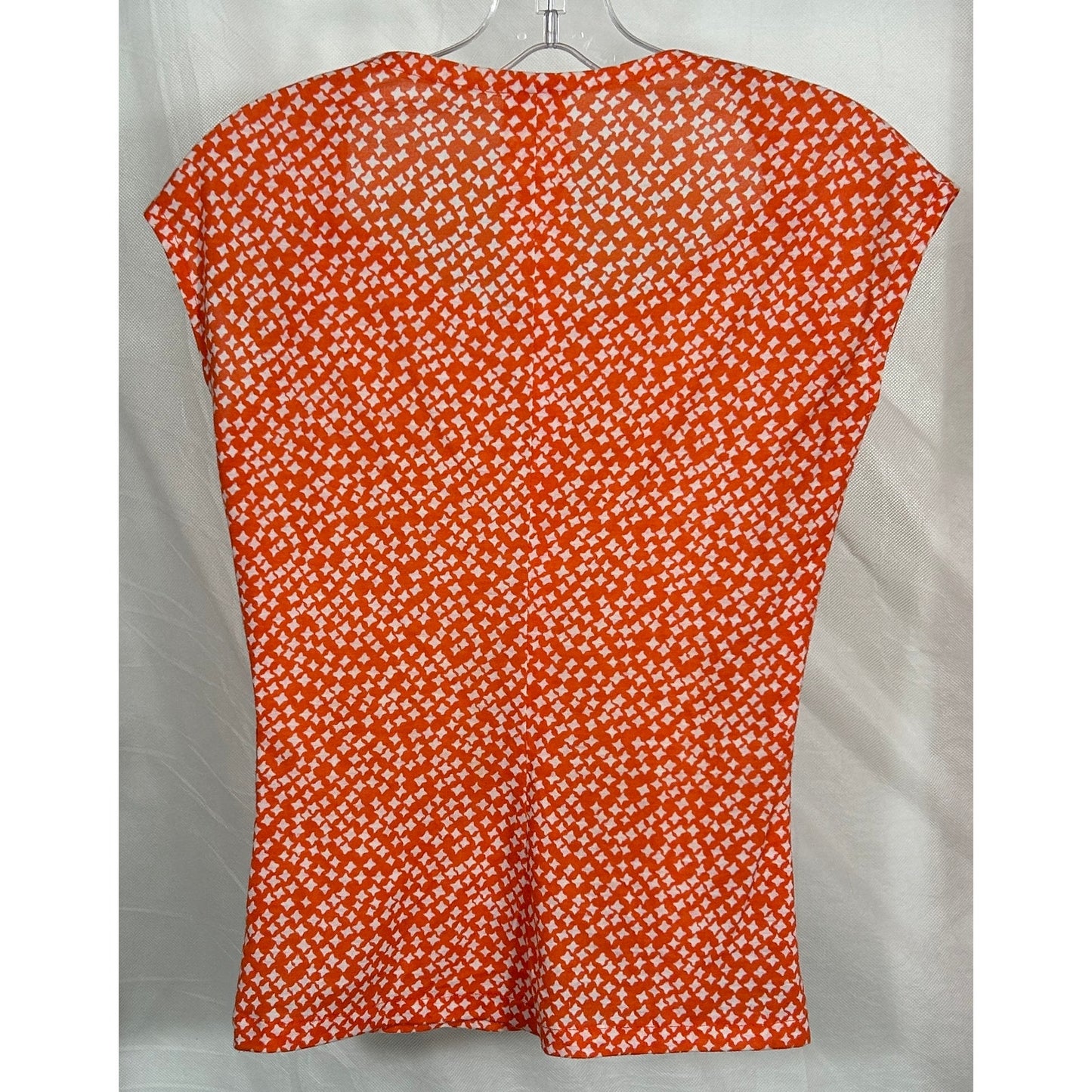 Handmade Orange White Geo Print Top & Skirt Set – Sleeveless, Flowy | Small