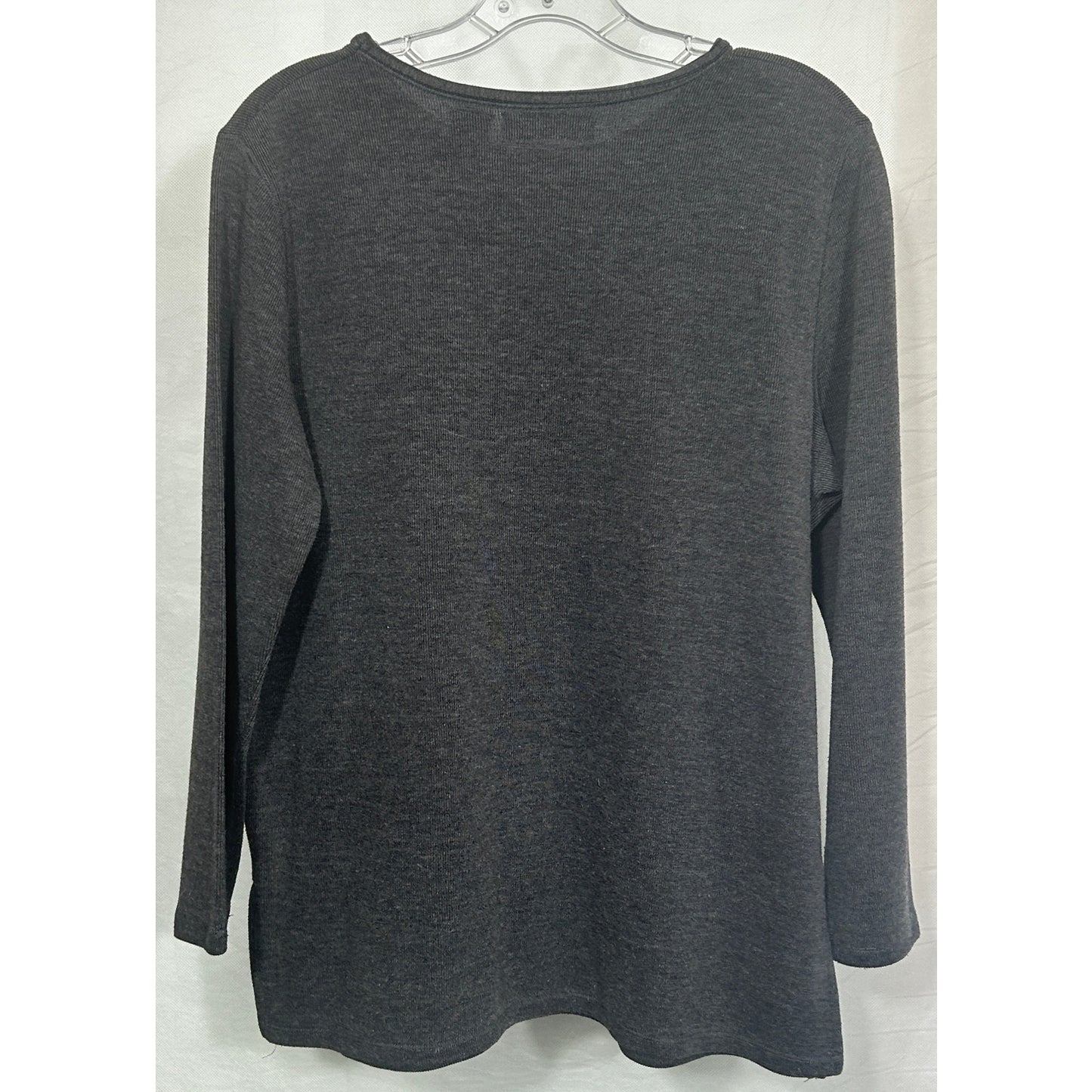 Carolyn Taylor Leisure Women’s Dark Gray Long Sleeve Ribbed Knit Top Size S