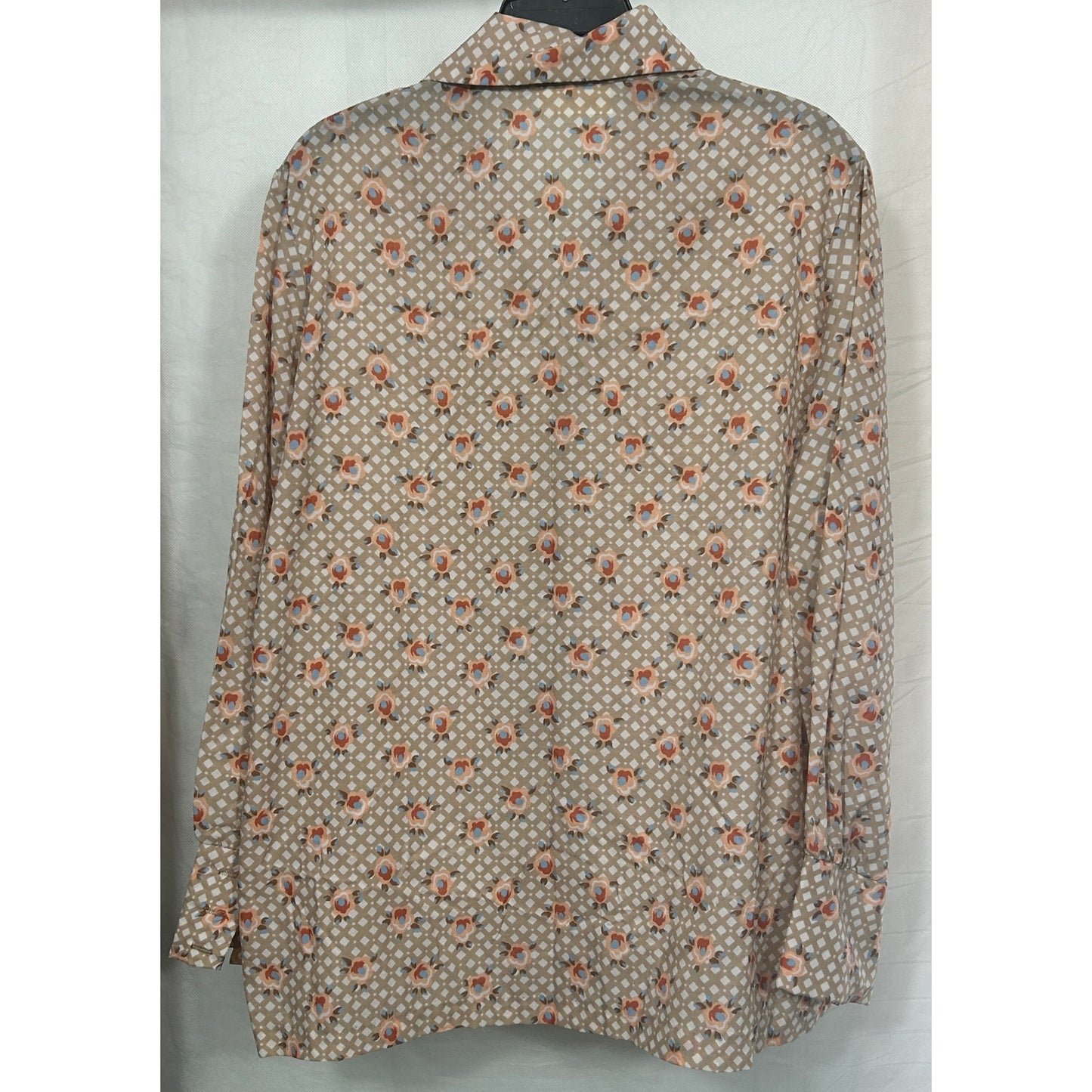 Vintage 70s Russ Togs Floral Geometric Button Up Blouse M-L