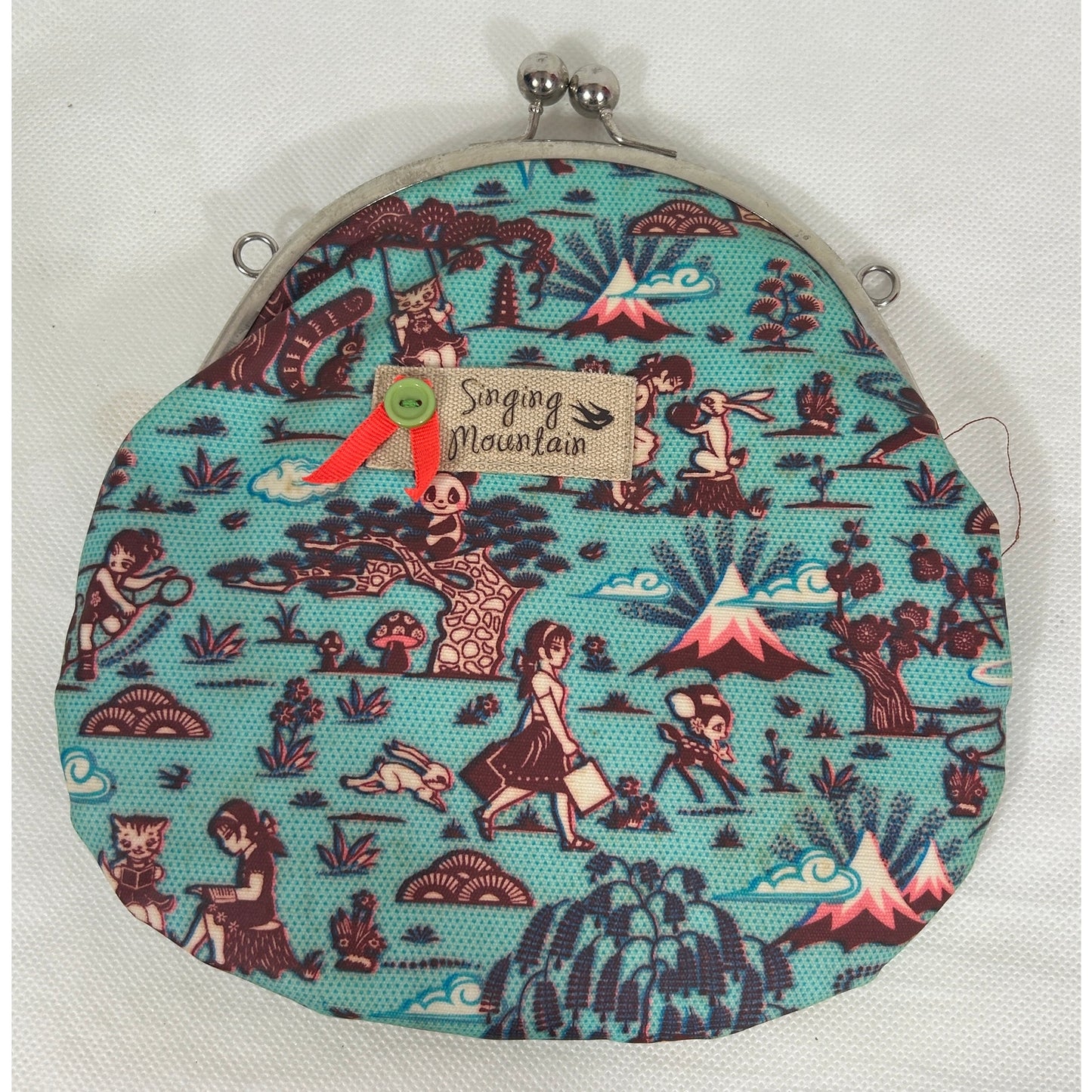 Singing Mountain Turquoise Fabric Frame Vintage Coin Purse 9″ Clasp x 8.5″