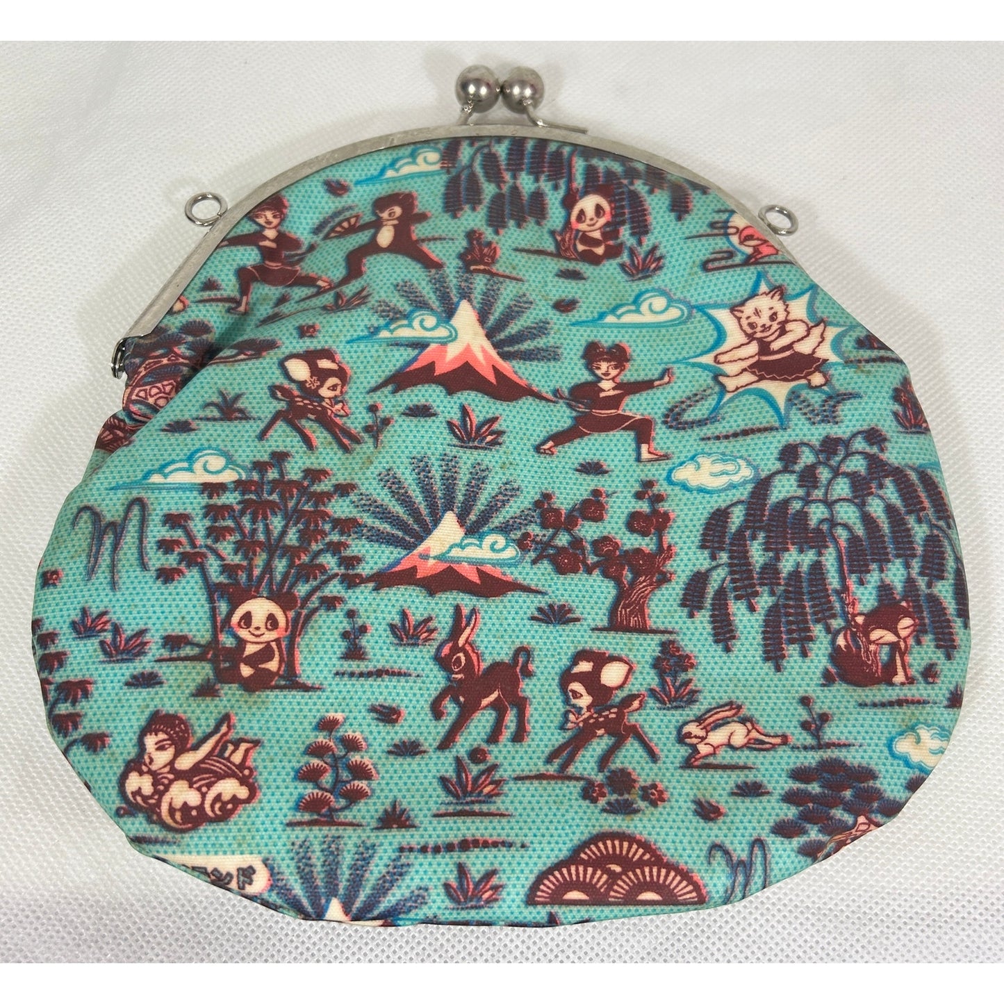 Singing Mountain Turquoise Fabric Frame Vintage Coin Purse 9″ Clasp x 8.5″